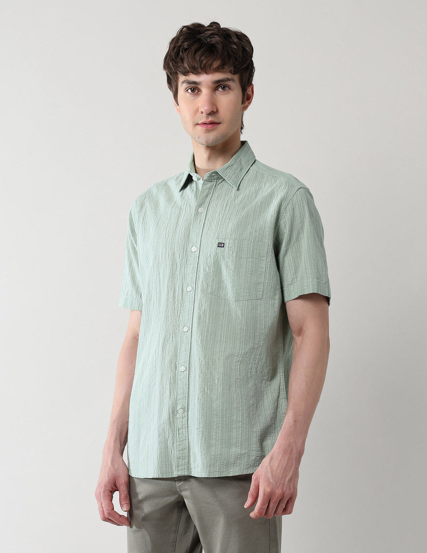 Arrow Sport Textured Dobby Pure Cotton Shirt