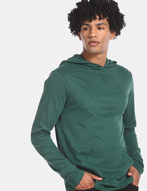 Long Sleeve Hood Cotton Slub Knit 