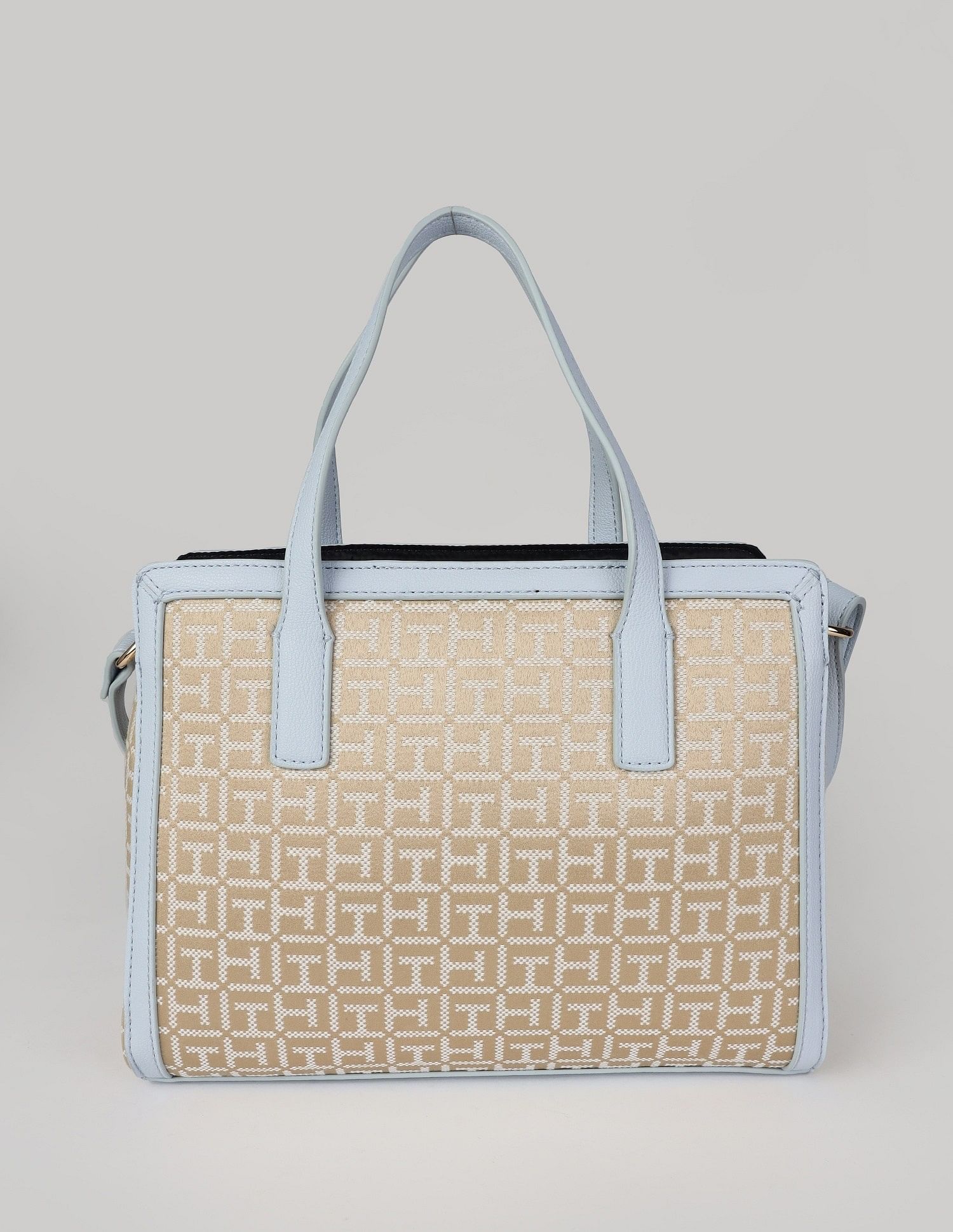 Tommy Hilfiger Logo Beige Cotton Handbags