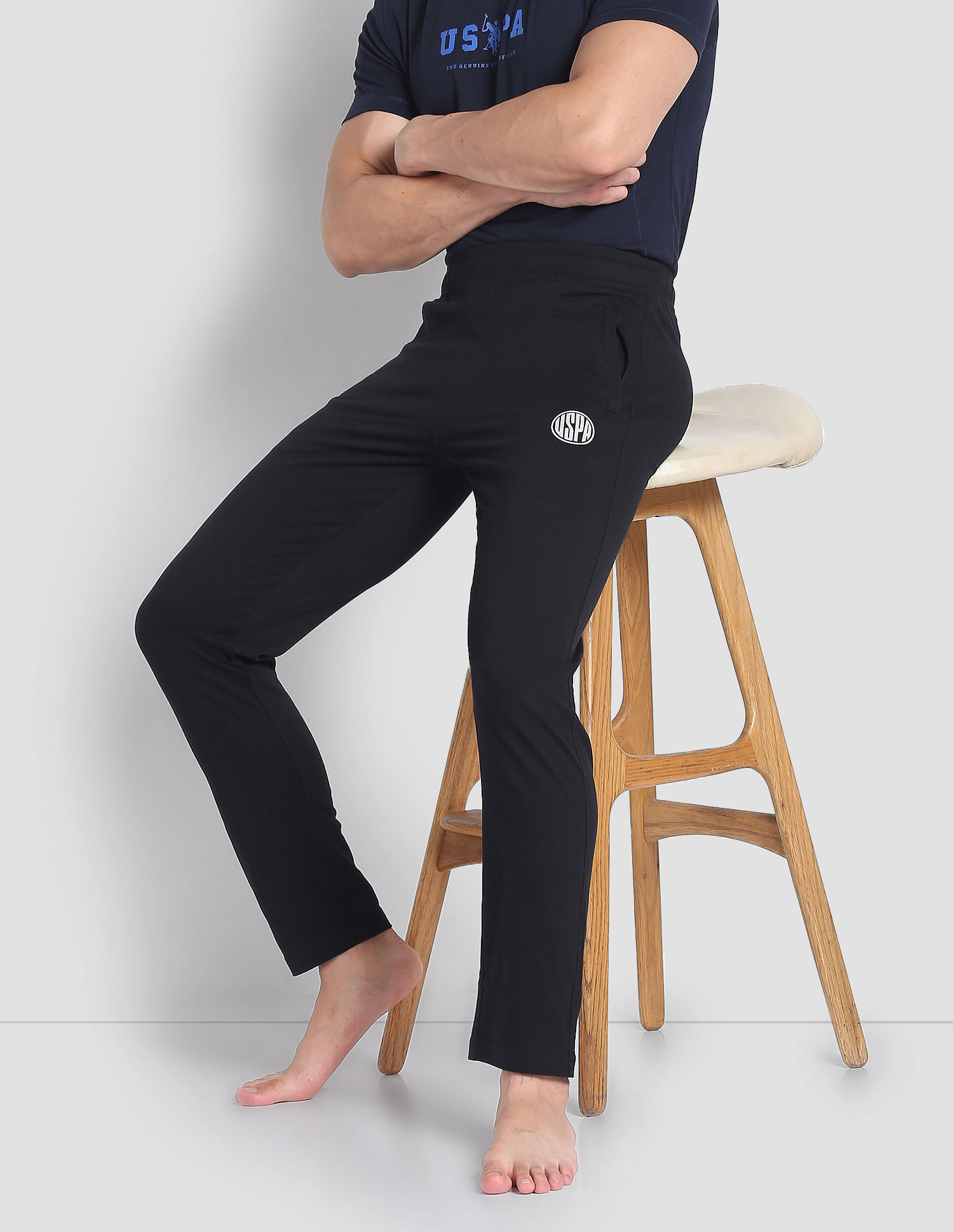 Buy Men's Super Combed Cotton Rich Slim Fit Trackpants with Side and Back  Pockets - Black & Grey Melange 9510 | Jockey India