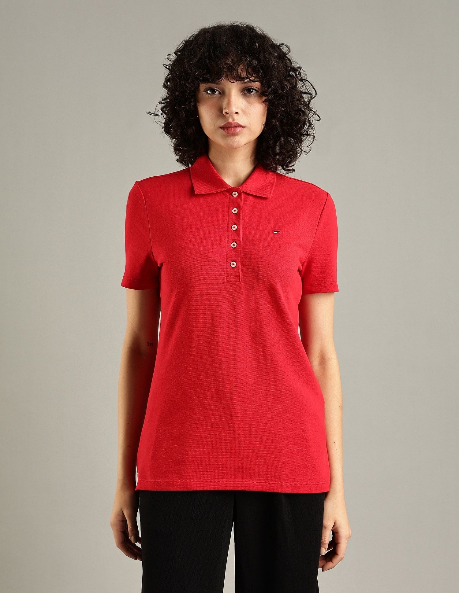 Tommy Hilfiger Solid Regular-Fit Cotton Polo T-Shirt