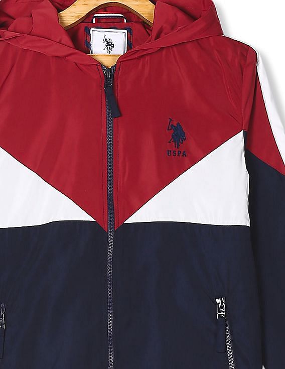 Polo windbreaker red hotsell white and blue