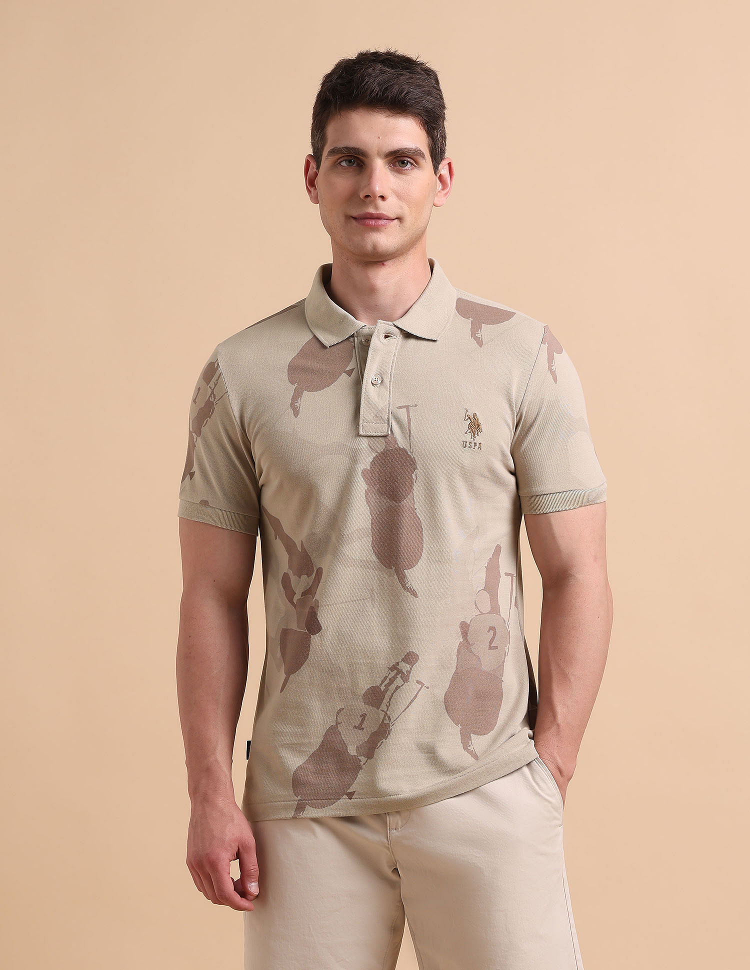 U.S. Polo Assn. Denim Co. All-Over Printed Pure Cotton Polo Shirt