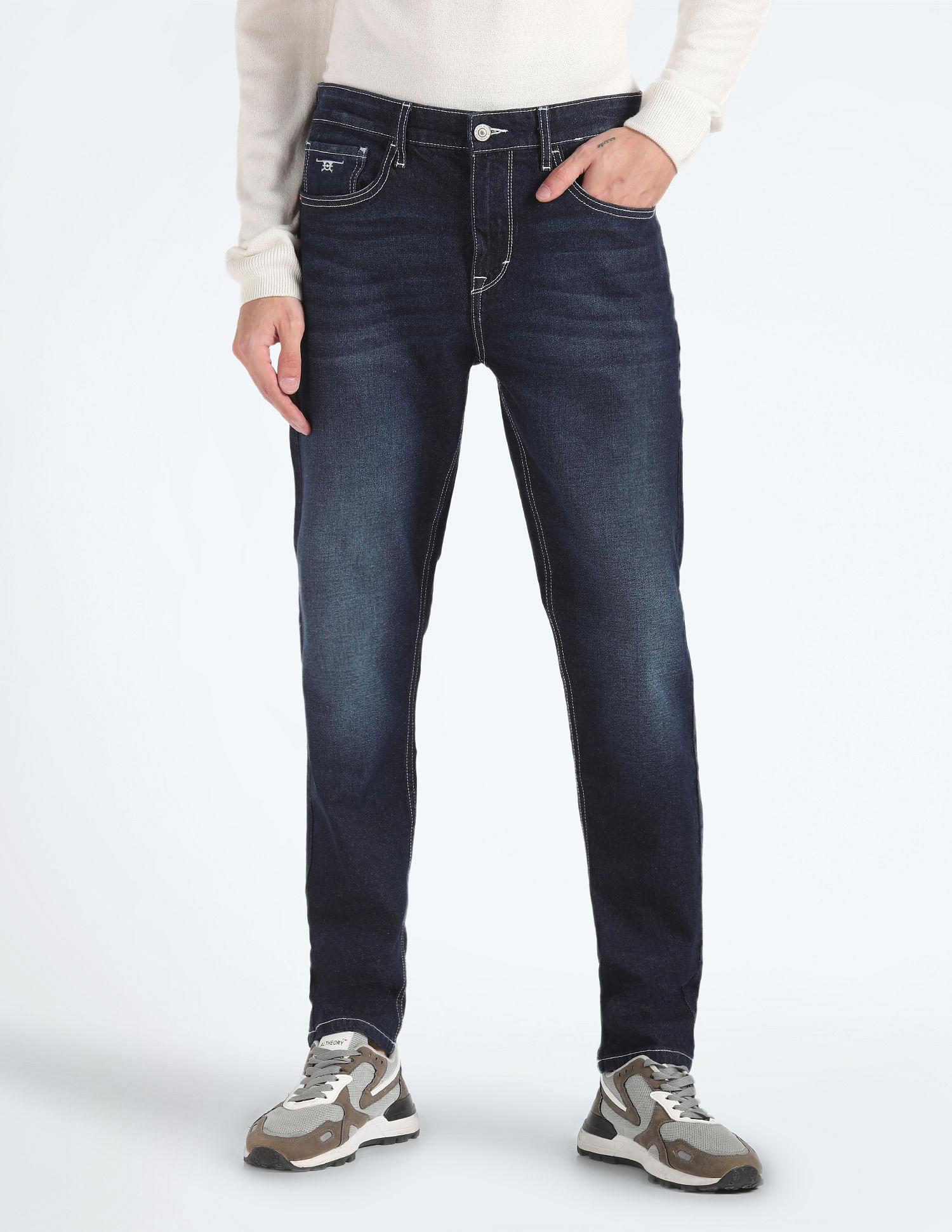 Flying Machine Slash Slim Tapered Fit Whiskered Jeans