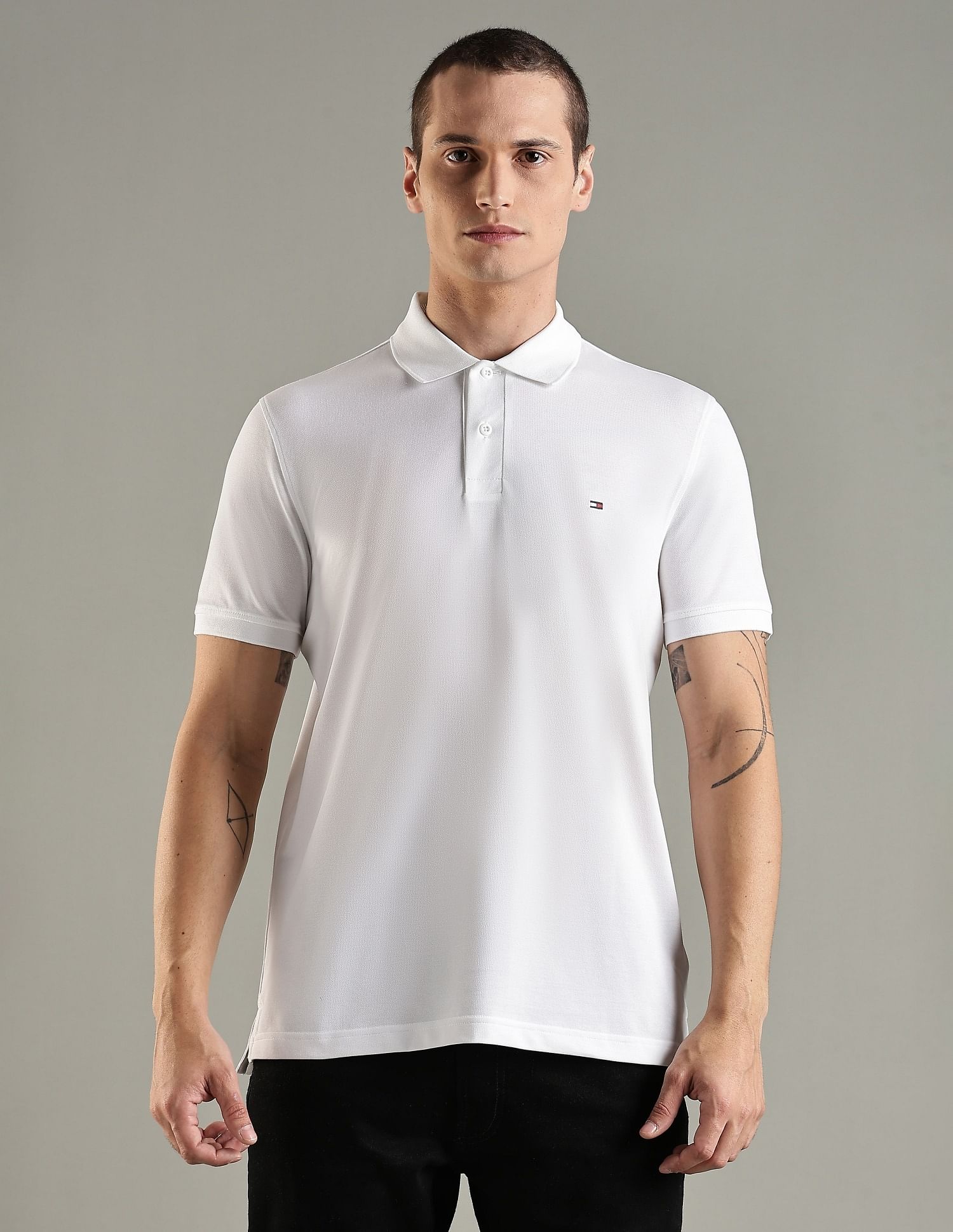 Tommy Hilfiger Solid Regular Fit Cotton Polo T-Shirt