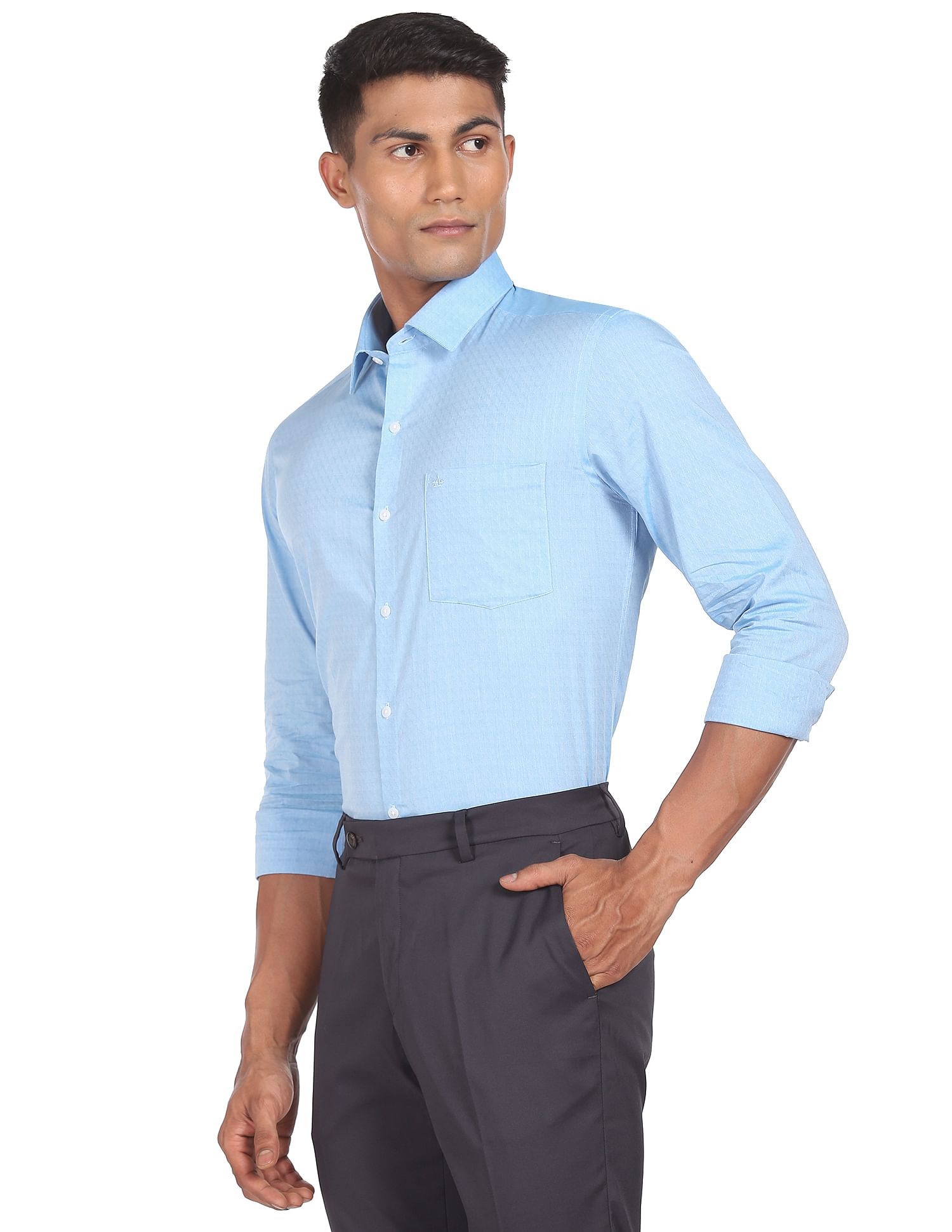 Arrow Self Design Manhattan Slim Fit Shirt