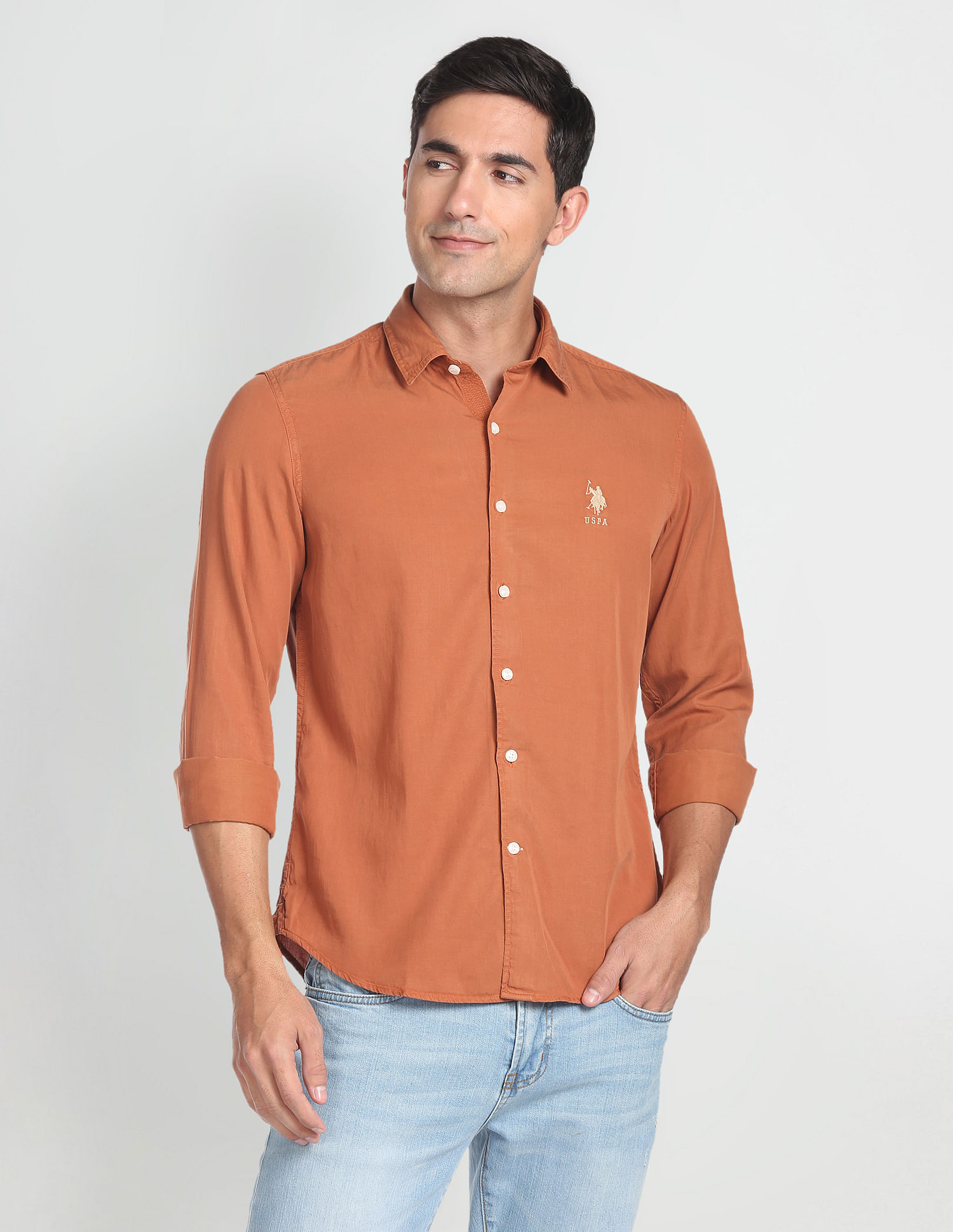U.S. Polo Assn. Denim Co. Spread Collar Solid Shirt