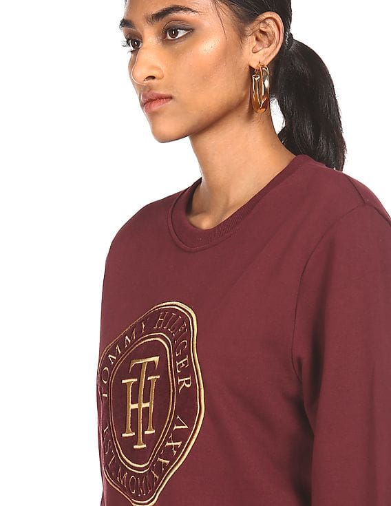 Buy Tommy Hilfiger Women Burgundy Crew 