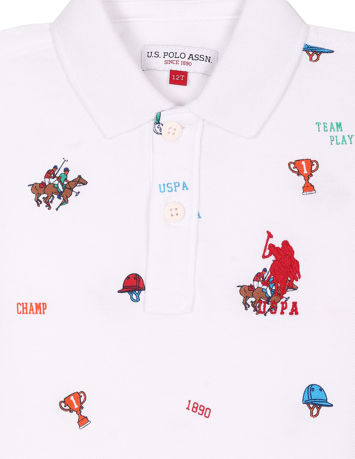 U.S. Polo Assn. Kids Boys Brand Print Cotton Polo Shirt