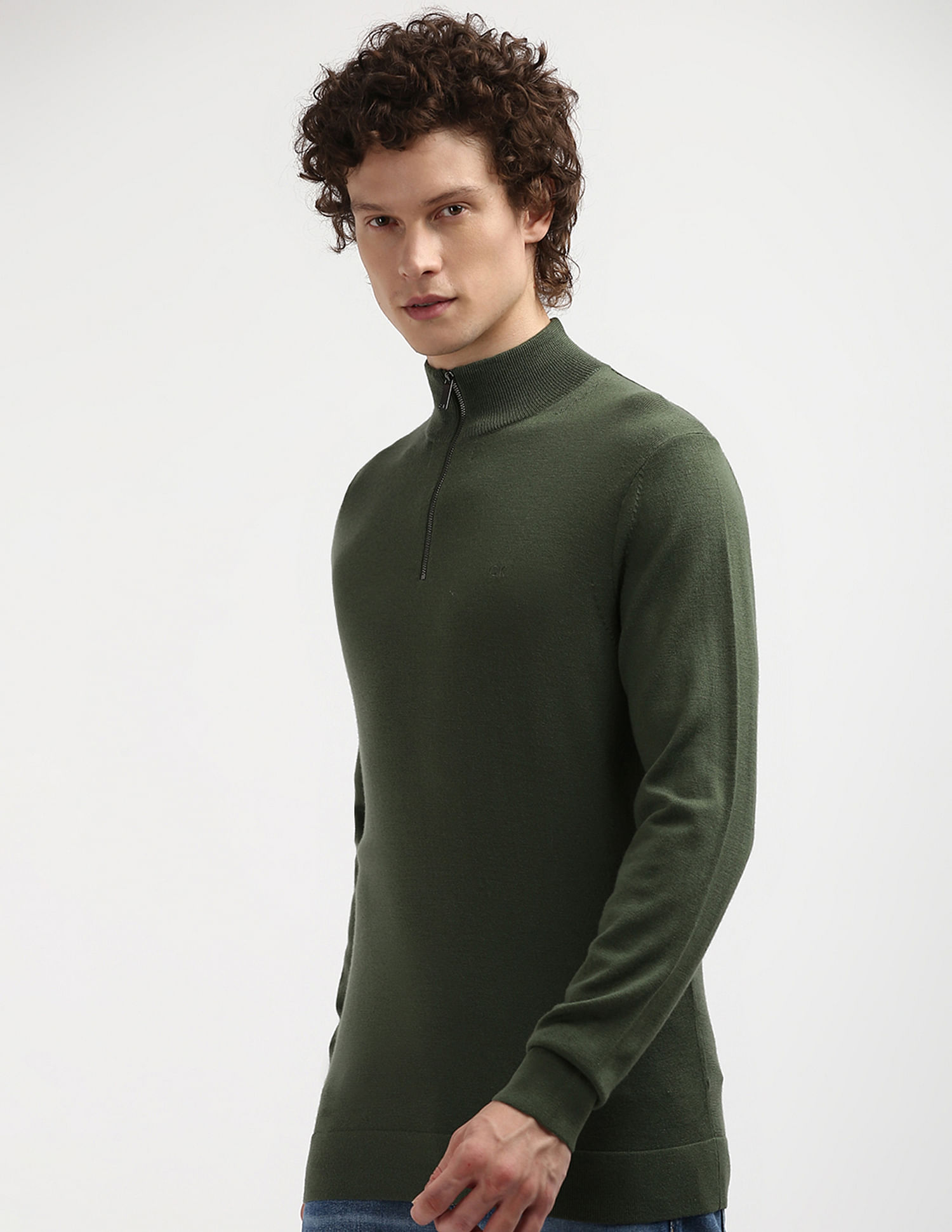 Calvin Klein Merino Wool Zip Up Sweater