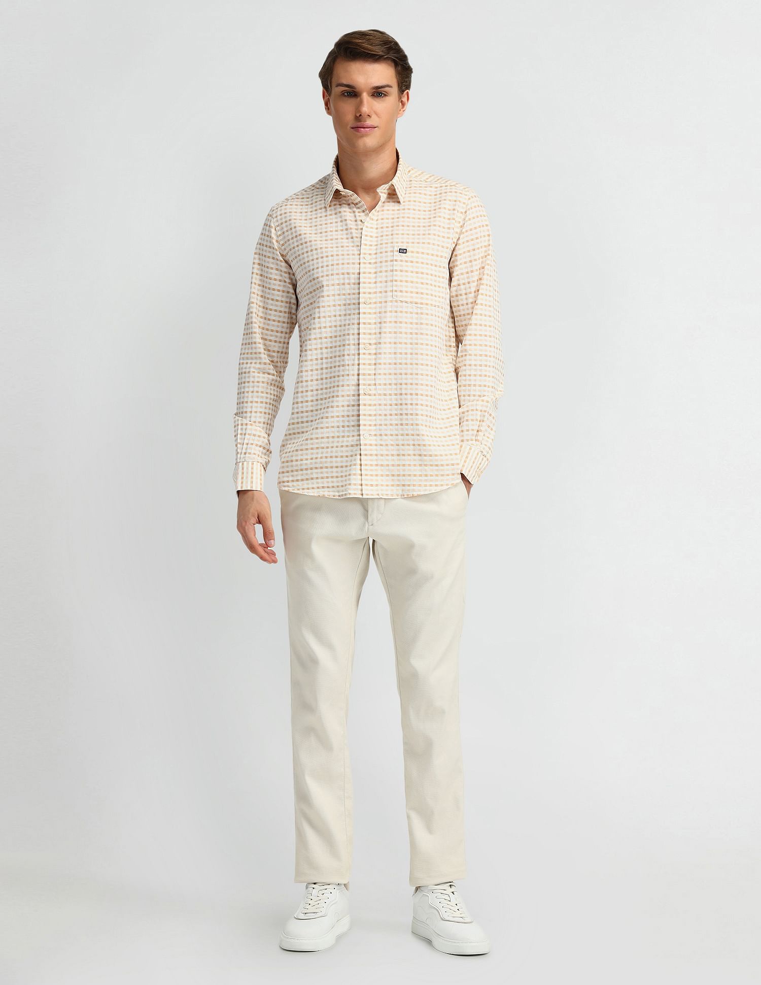 Arrow Sport Micro Checked Cotton Shirt