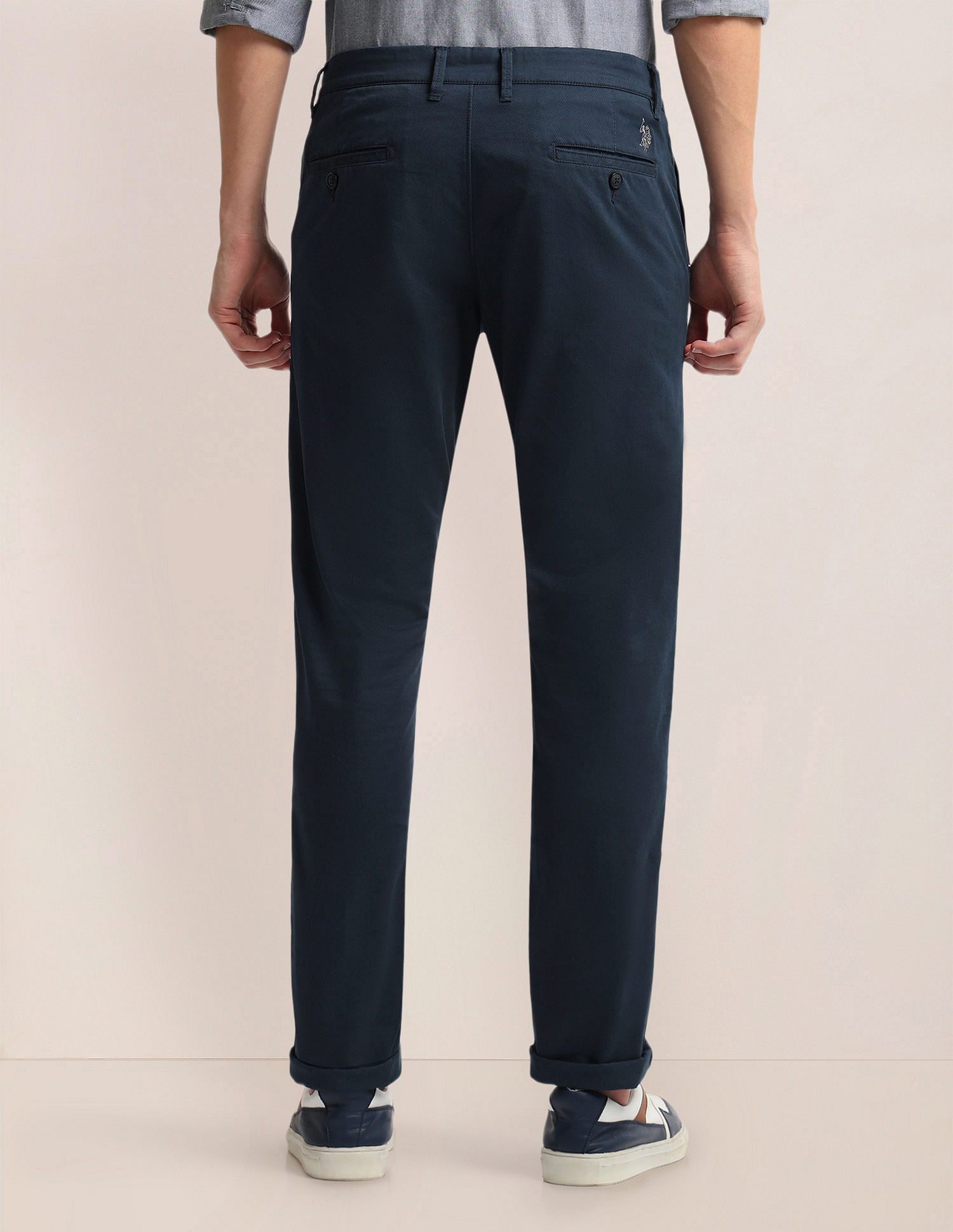 U.S. Polo Assn. Printed Slim Straight Fit Satin Trousers