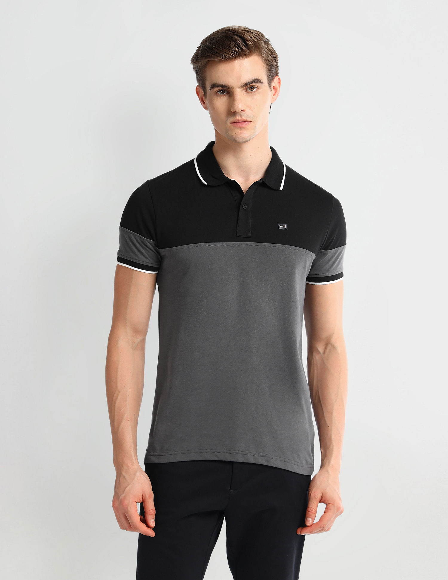 Arrow Sport Logo Color Block Polo Shirt