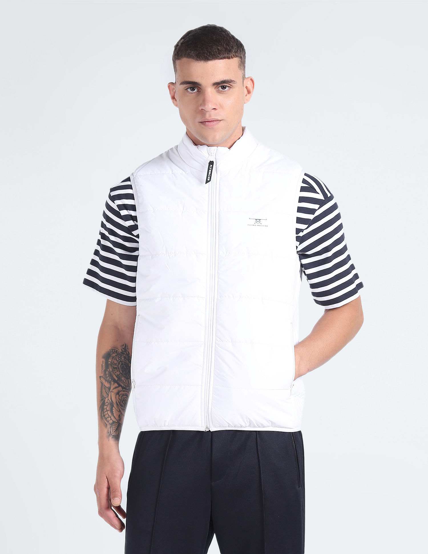 Flying Machine Sleeveless Solid Jacket