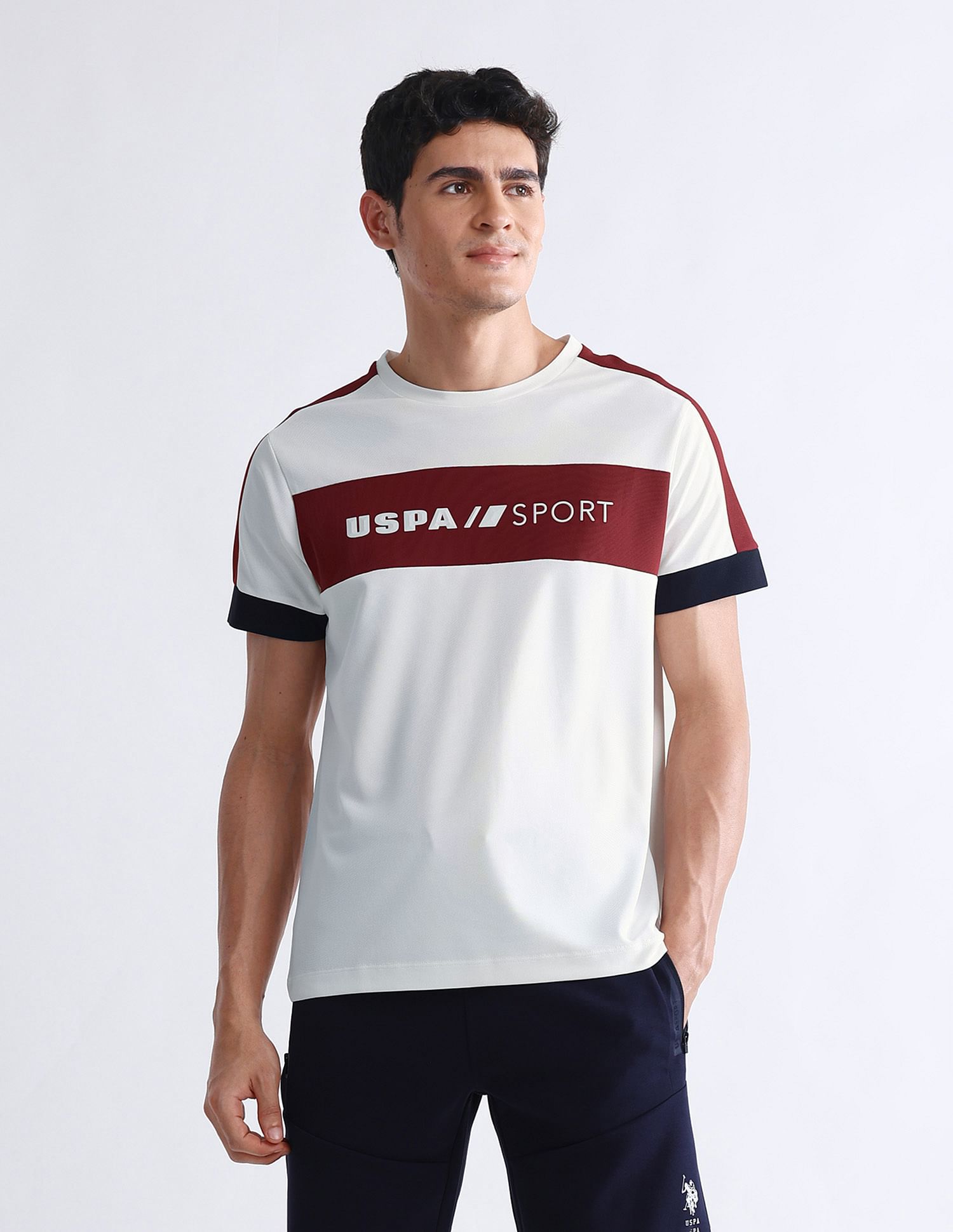 USPA Active Brand Embossed Slim Fit T-Shirt