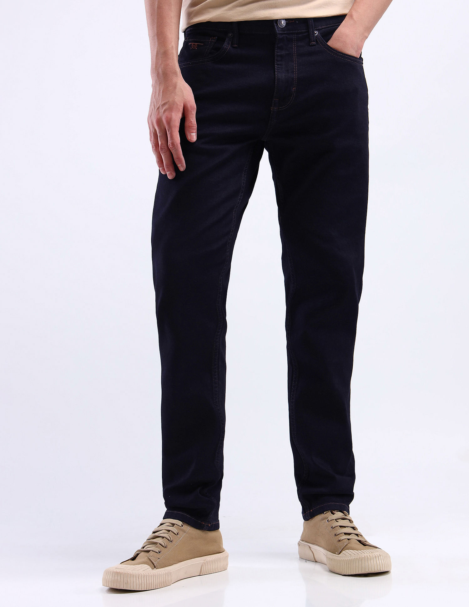 Flying Machine Mid Rise Slash Slim Tapered Fit Jeans