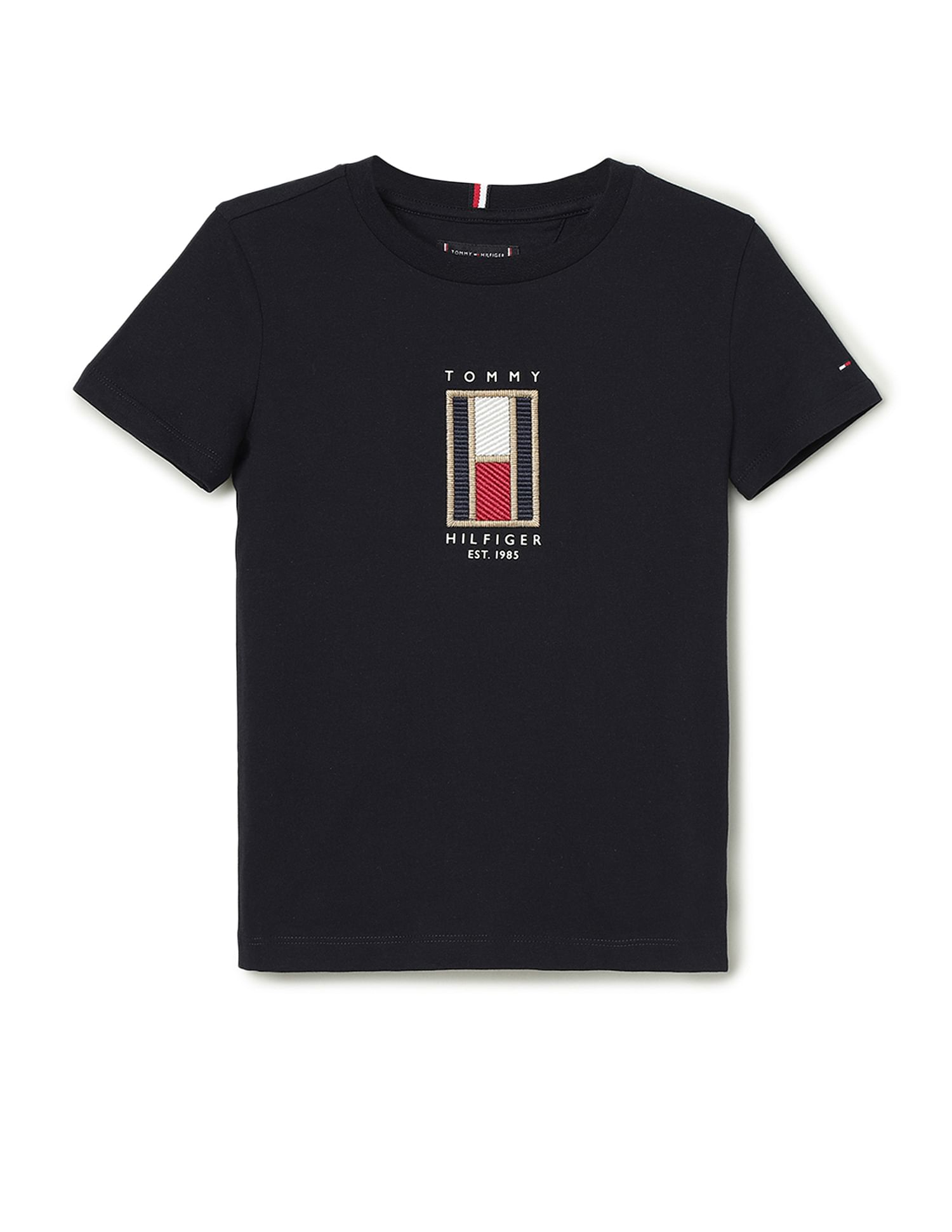 Tommy Hilfiger Kids Boys Flag Embroidered Short Sleeve T-Shirt