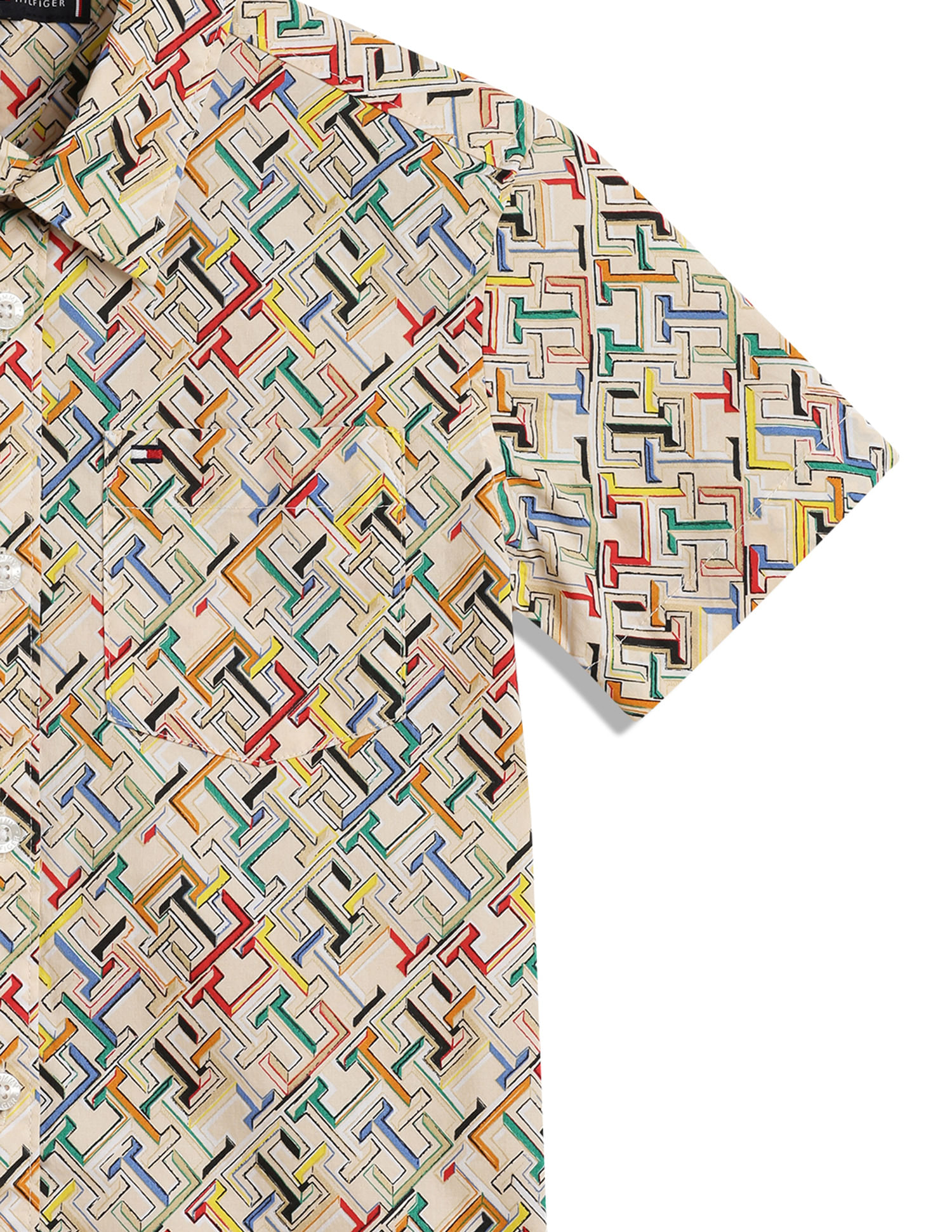 Tommy Hilfiger Kids Boys Monogram Print Poplin Shirt