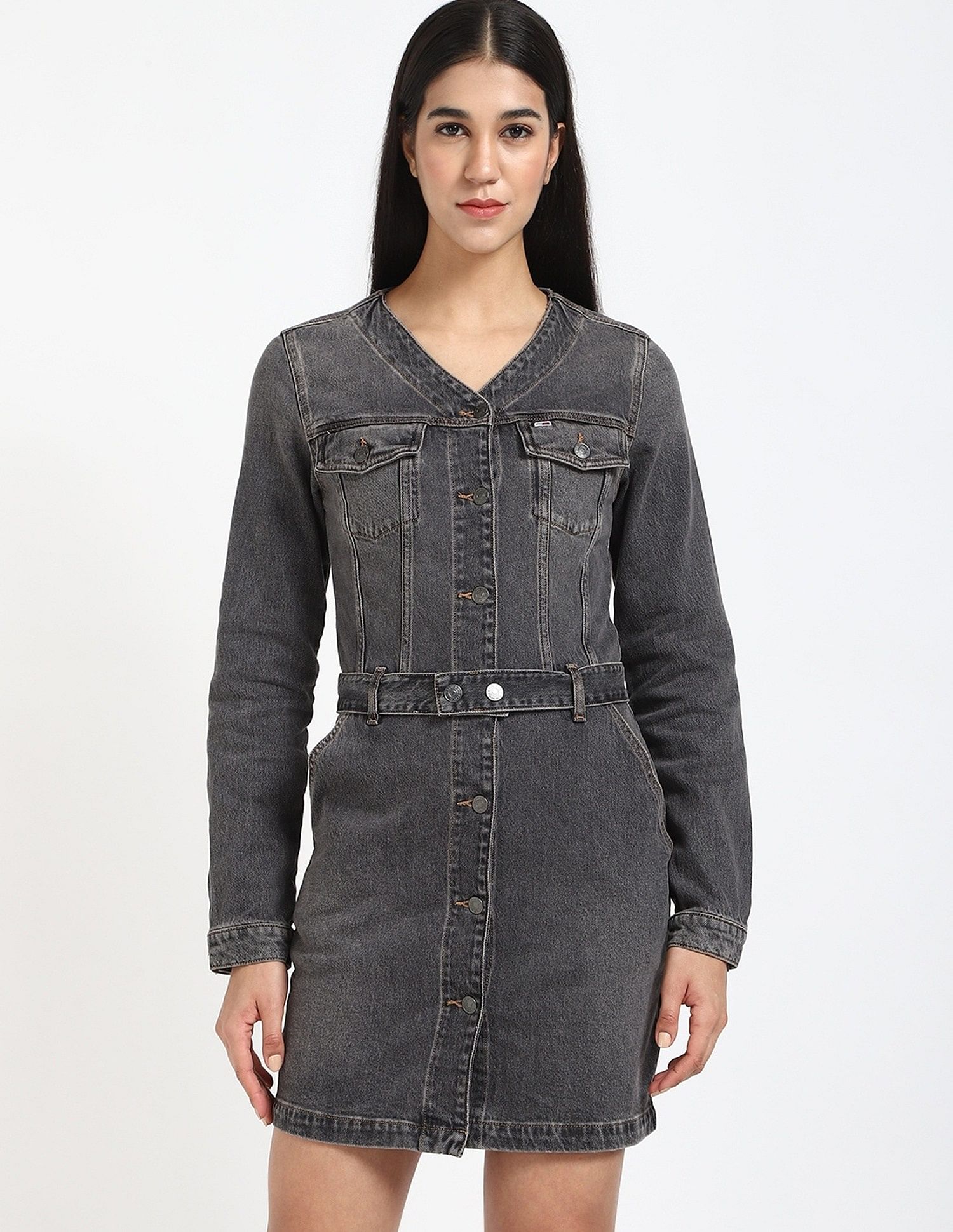 Tommy Hilfiger Cotton V-Neck Denim Dress