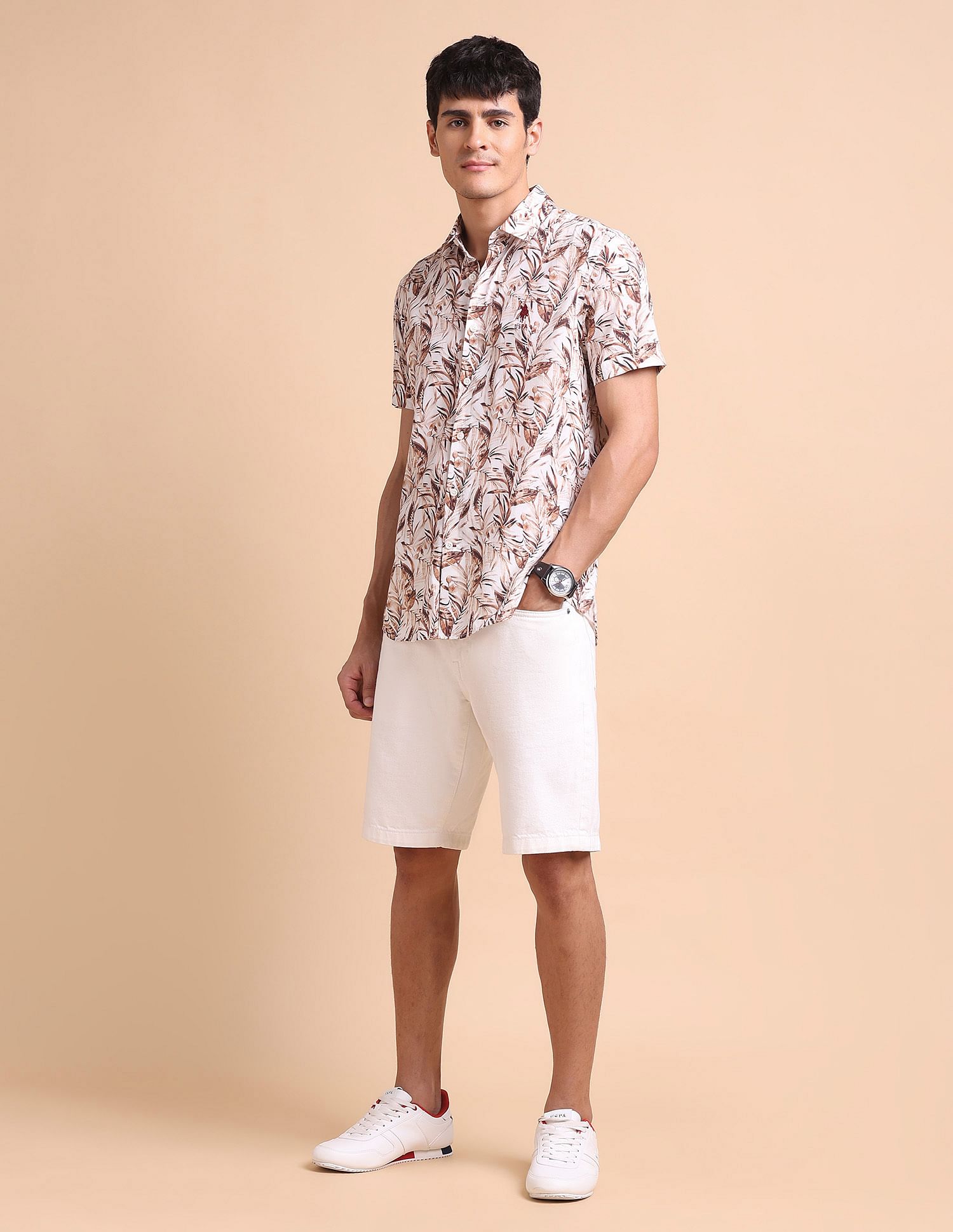 U.S. Polo Assn. Denim Co. Slim Fit Tropical Printed Shirt