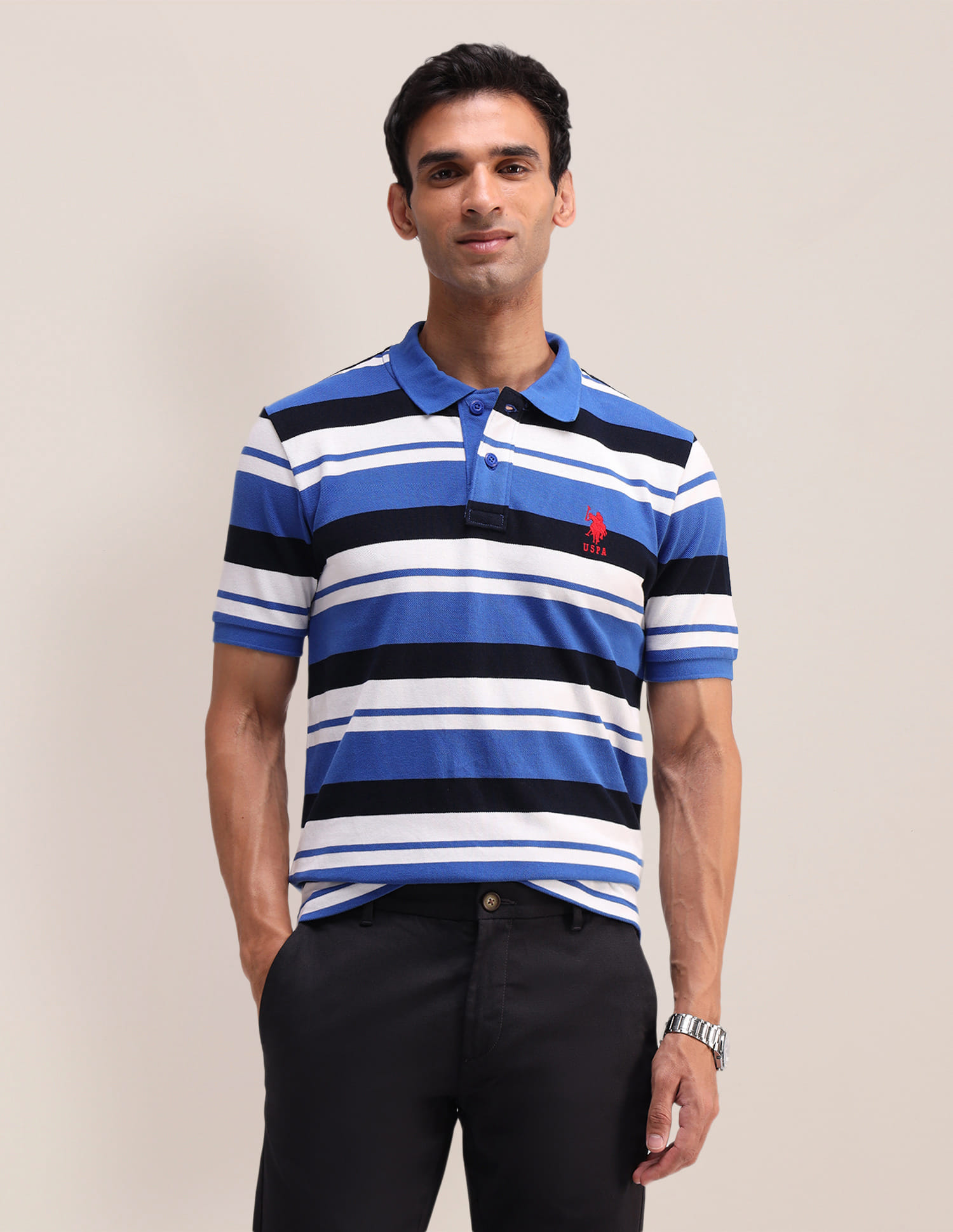 Buy U.S. Polo Assn. Horizontal Striped Slim Fit Polo Shirt - NNNOW.com