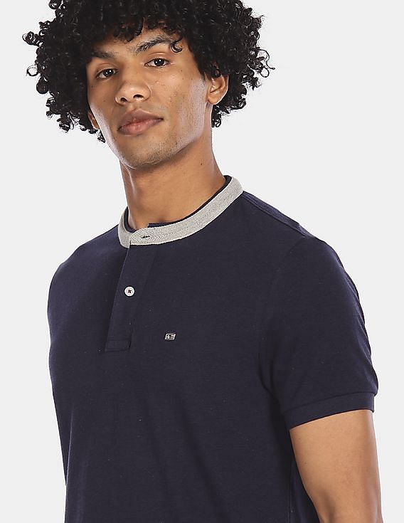 Chinese collar polo outlet shirt