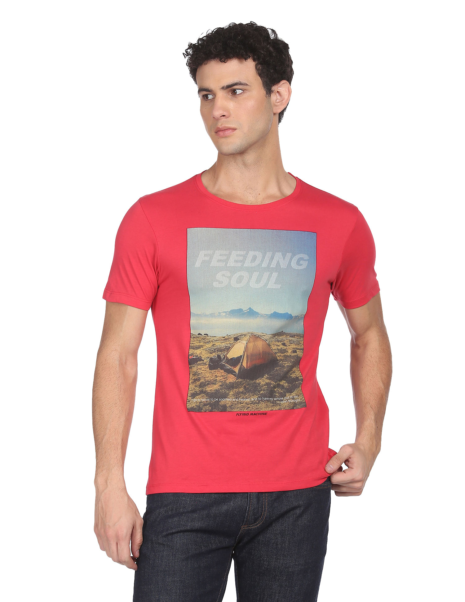 Flying Machine Cotton Graphic Print T-Shirt
