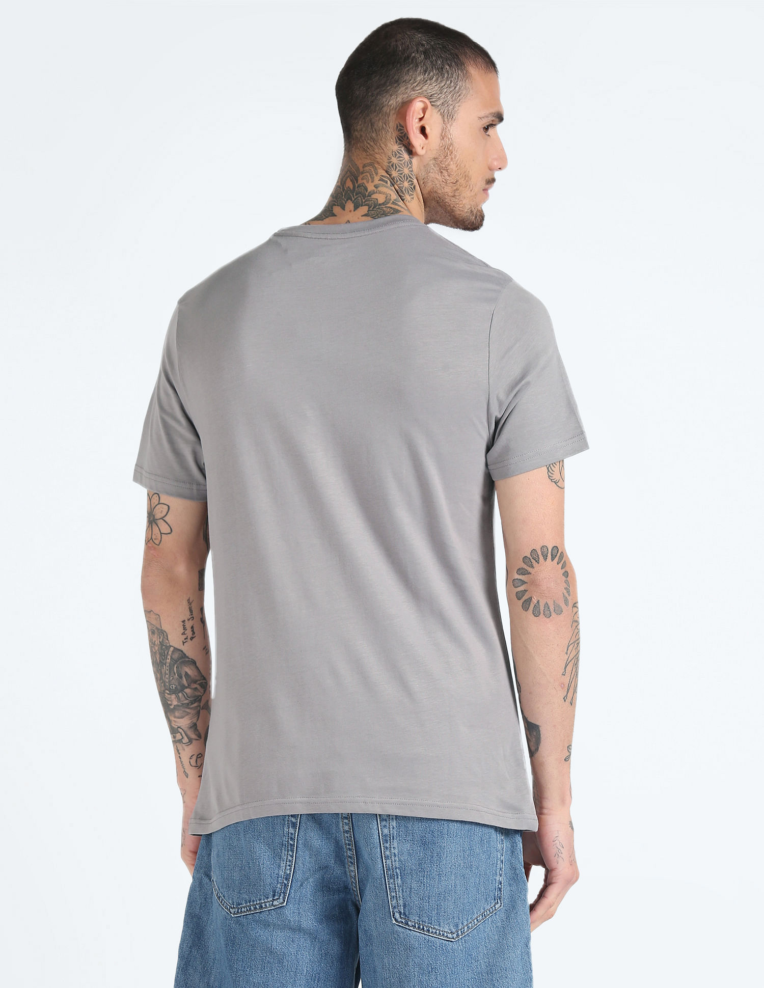 Flying Machine Tonal Graphic Print Cotton T-Shirt
