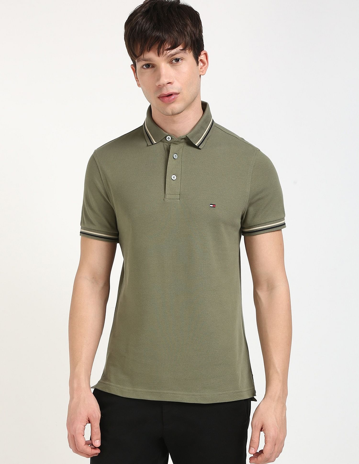Tommy Hilfiger Solid Slim-Fit Cotton Polo T-Shirt