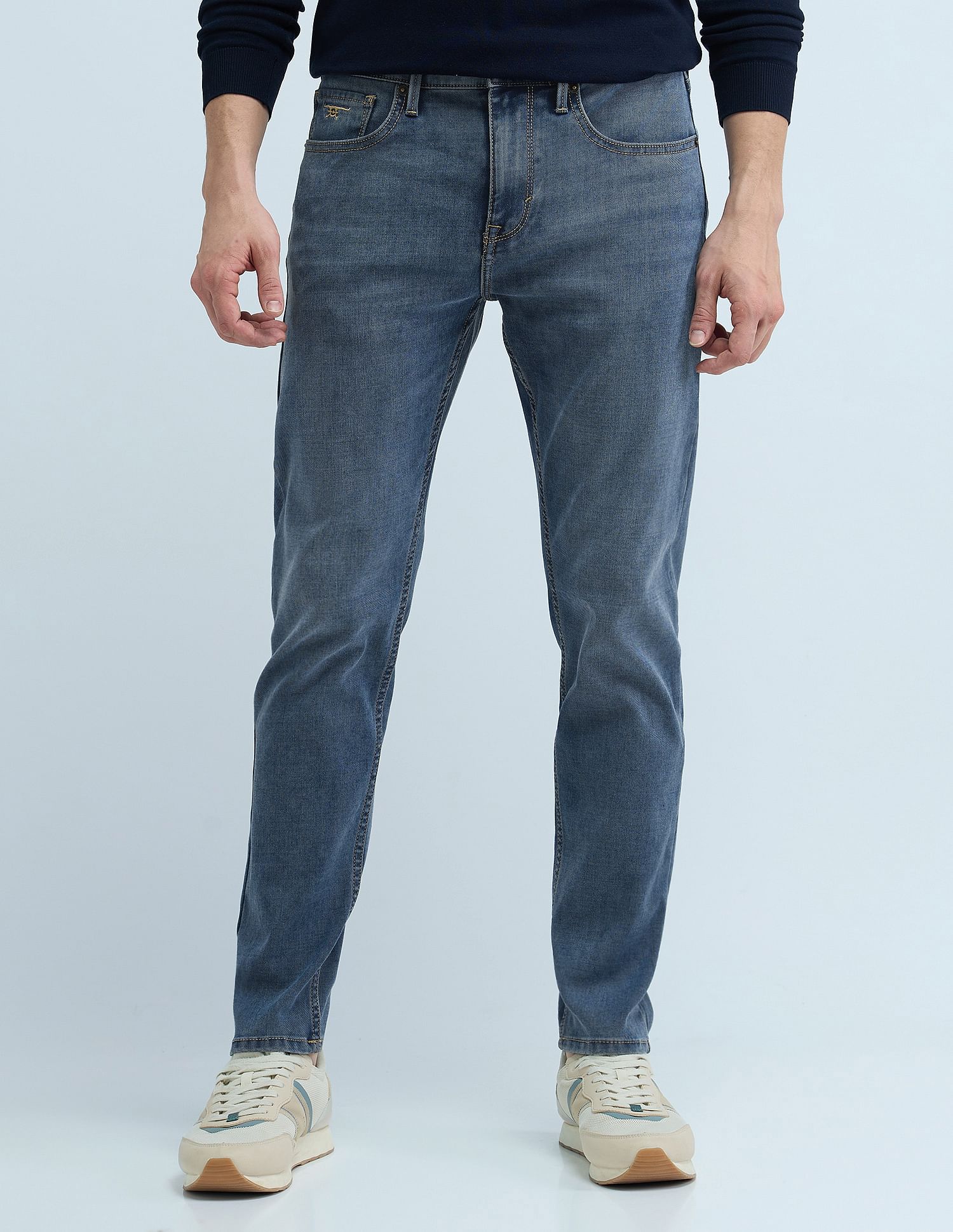 Flying Machine Slash Slim Tapered Washed Jeans