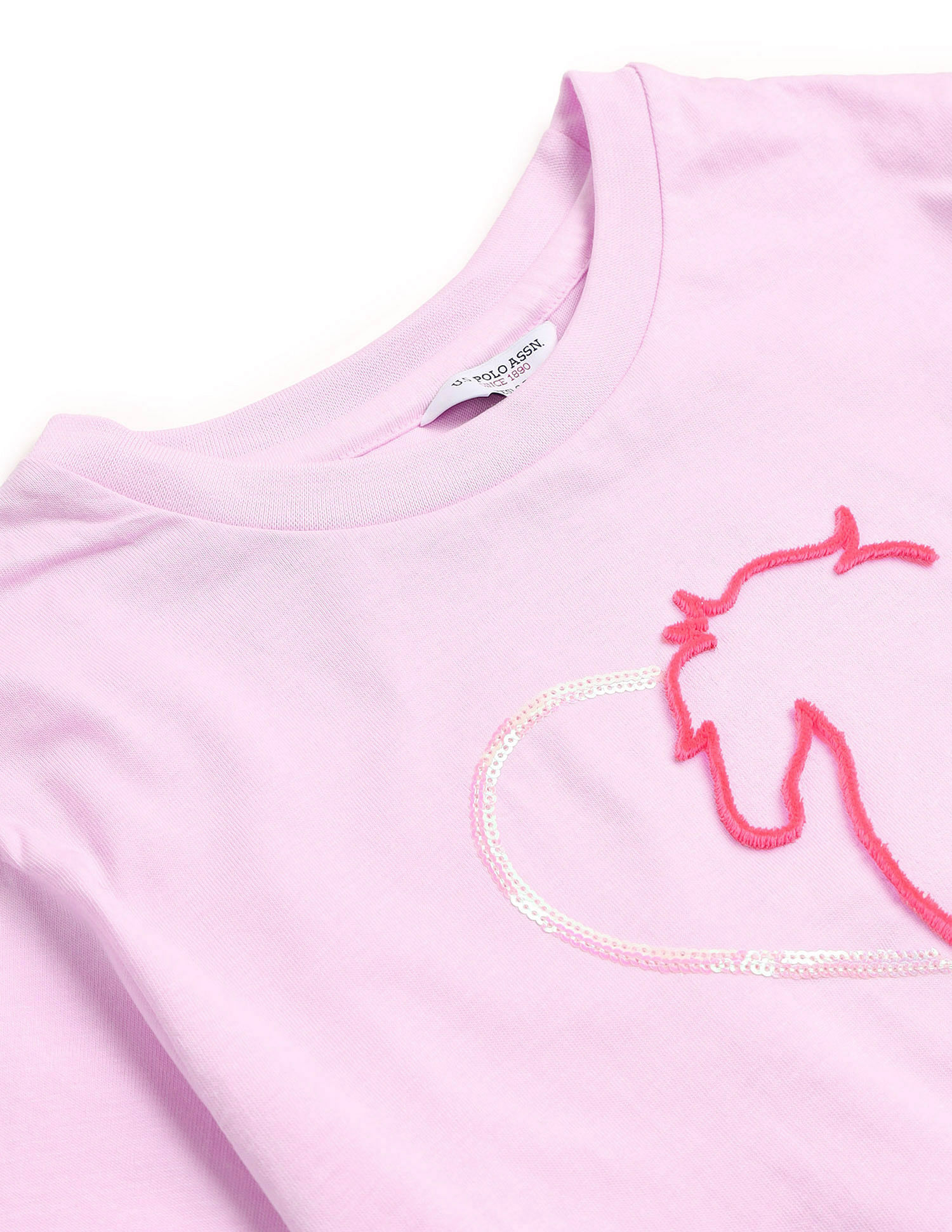 U.S. Polo Assn. Kids Girls Embellished Cotton T-Shirt