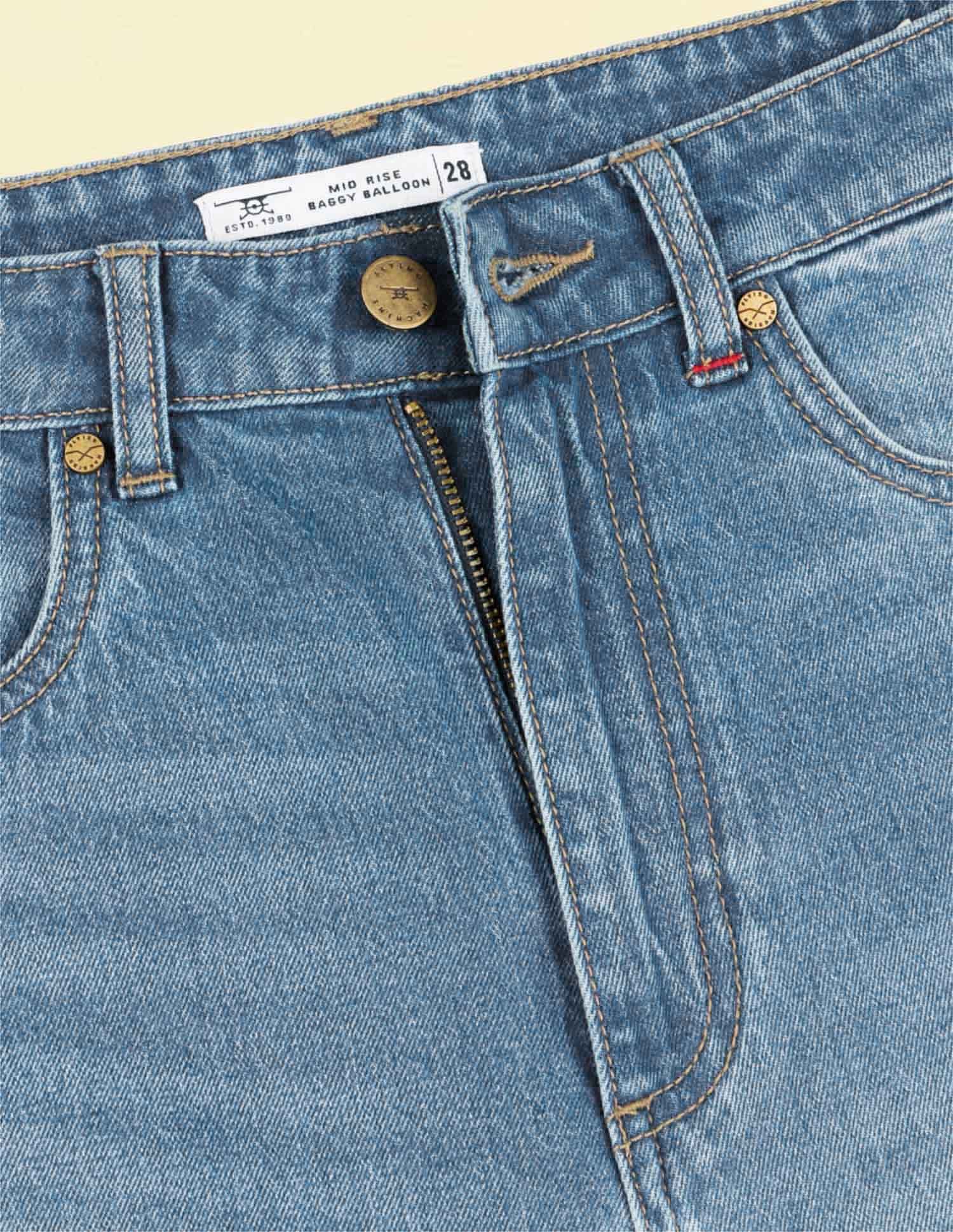 Flying Machine Women K-Street X Upside Down Baggy Balloon Tinted Jeans