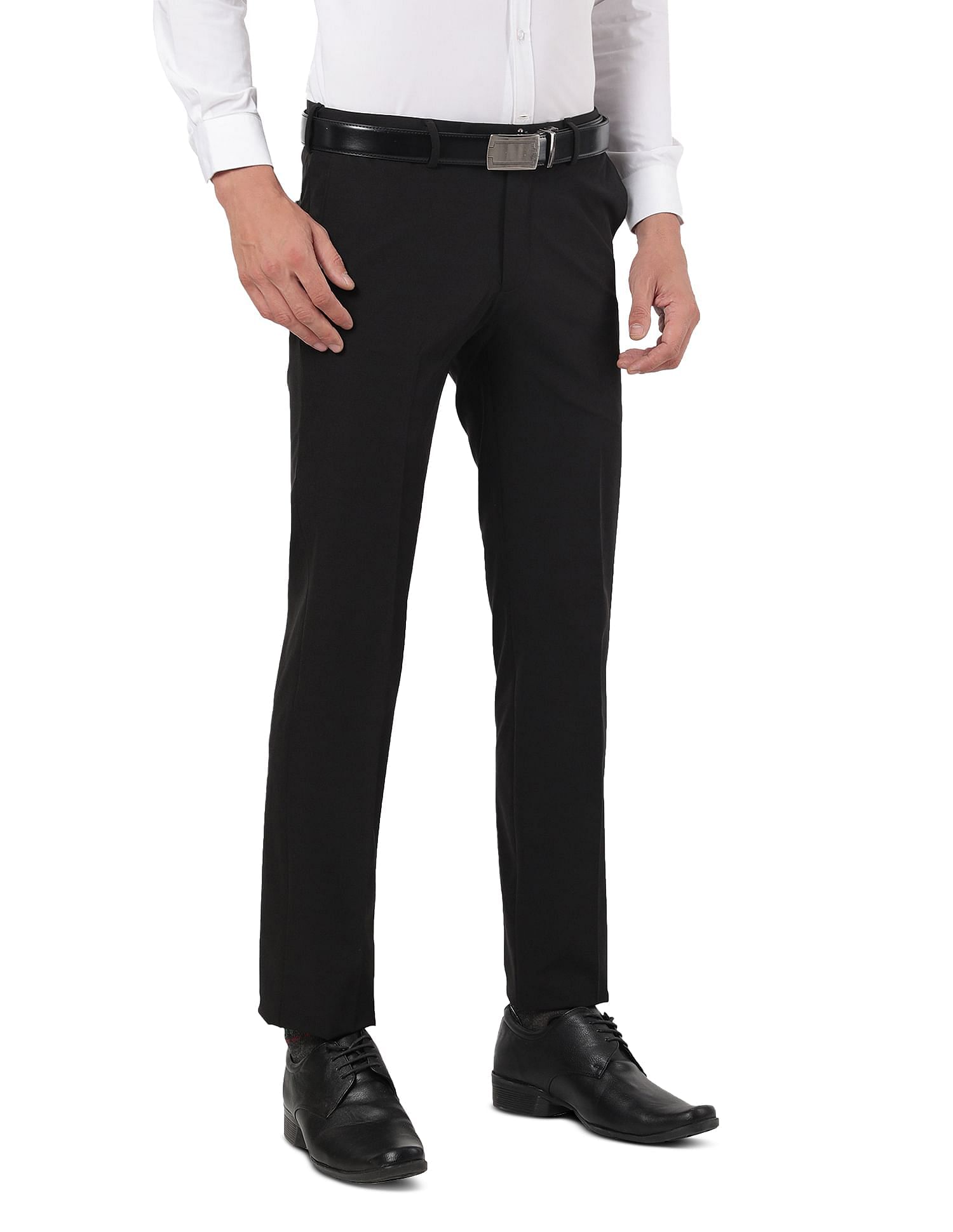 Buy Men Black Solid Slim Fit Formal Trousers Online  668863  Peter England