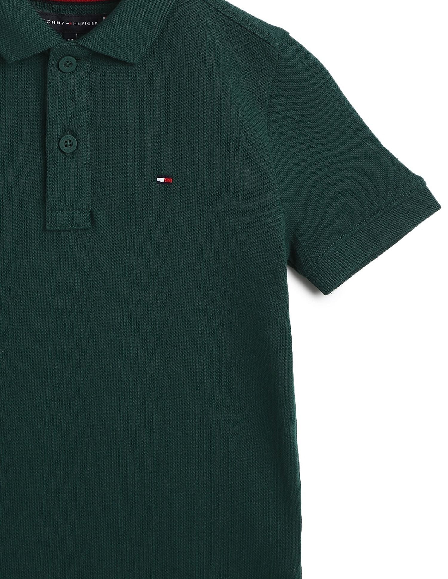 Tommy Hilfiger Kids Boys Striped Regular-Fit Cotton Polo T-Shirt