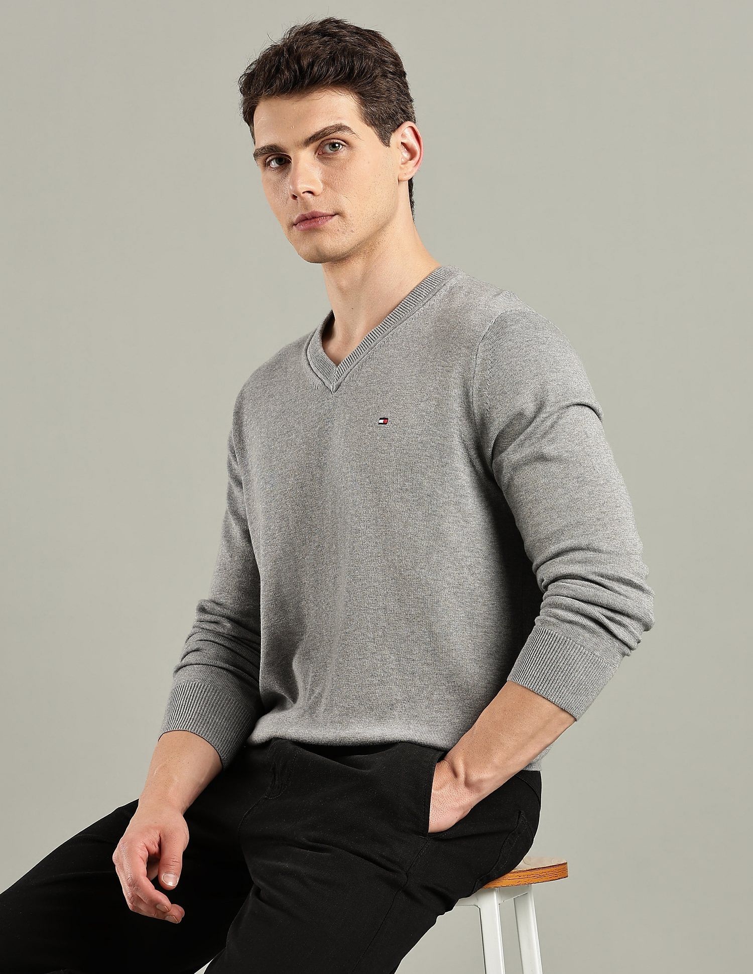 Tommy Hilfiger Solid Regular-Fit Cotton Sweater