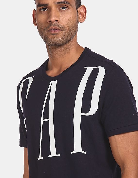 Buy GAP Men Blue Logo Short Sleeve T-Shirt - NNNOW.com