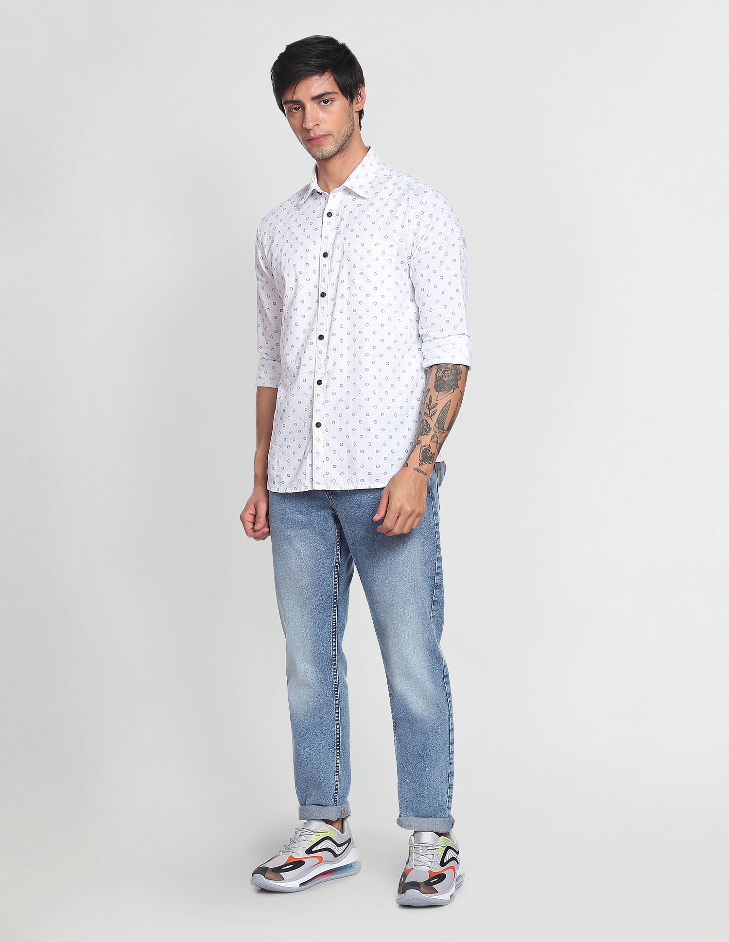 Flying Machine Stone Wash Slash Slim Tapered Jeans