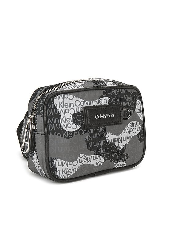 Buy Calvin Klein Men Black Buckle Fastening Brand Print Backpack