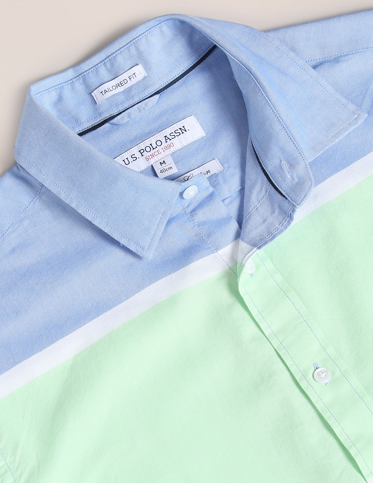 U.S. Polo Assn. Spread Collar Colour Block Casual Shirt