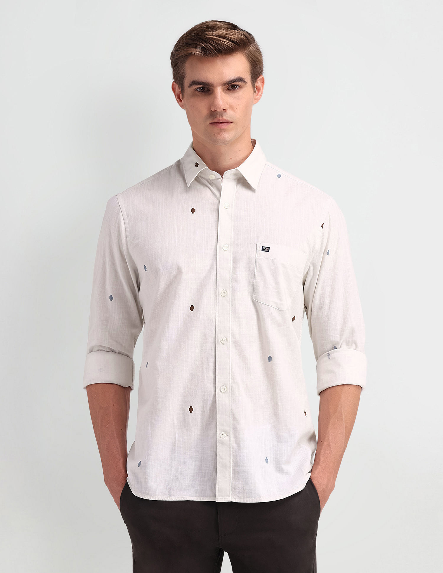 Arrow Sport Geometric Print Cotton Shirt