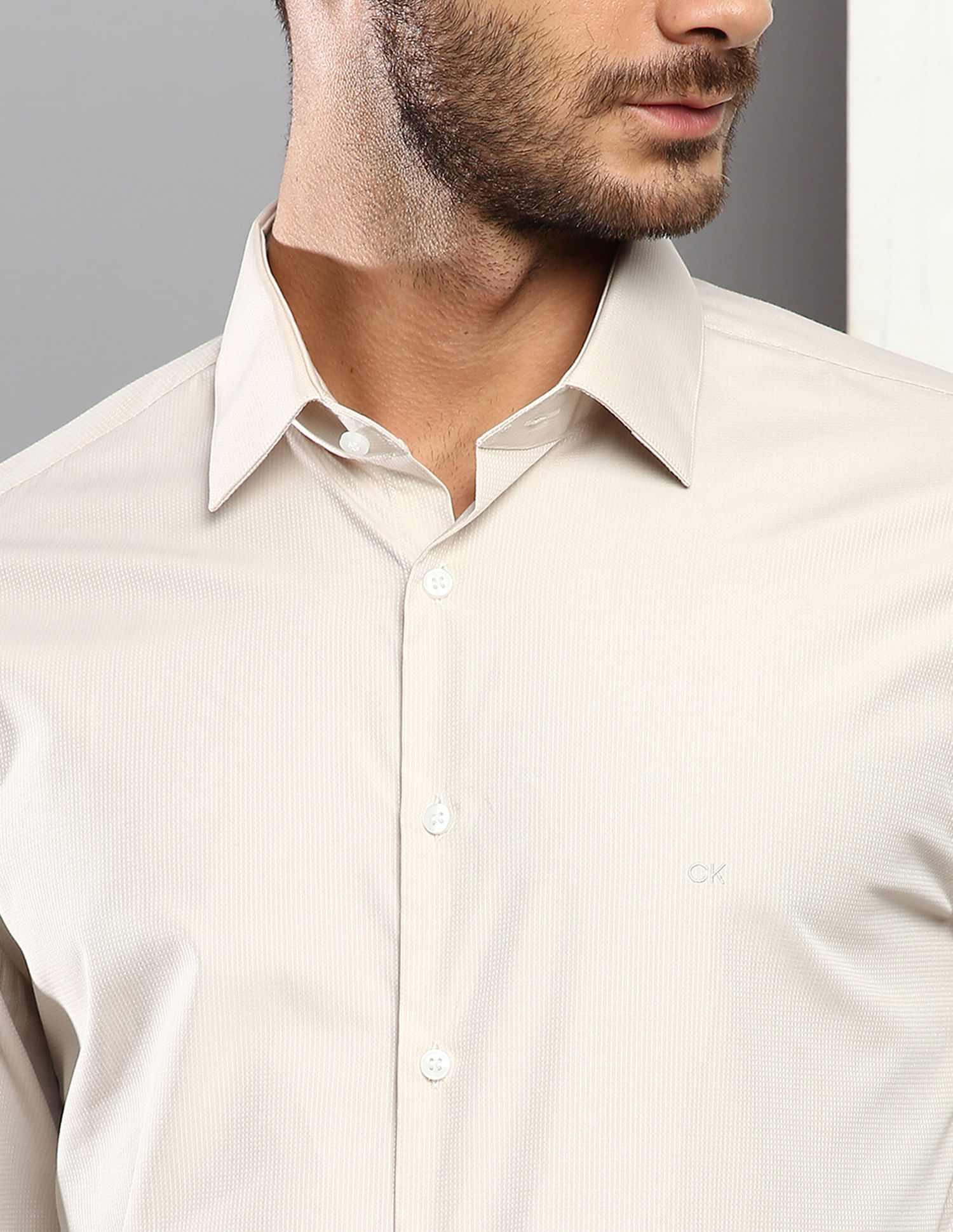 Buy Calvin Klein Spread Collar Shirt Structure Slim Casual