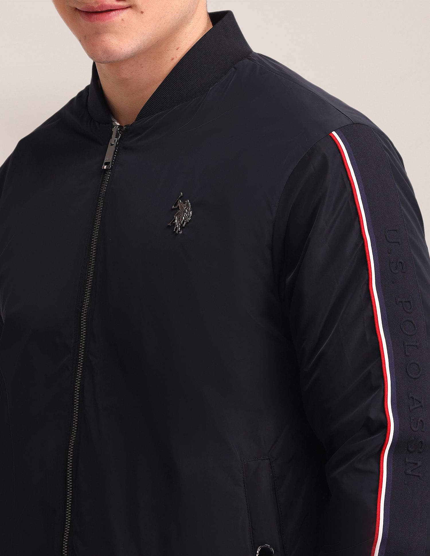 Buy U.S. Polo Assn. Regular Fit Striped Bomber Jacket