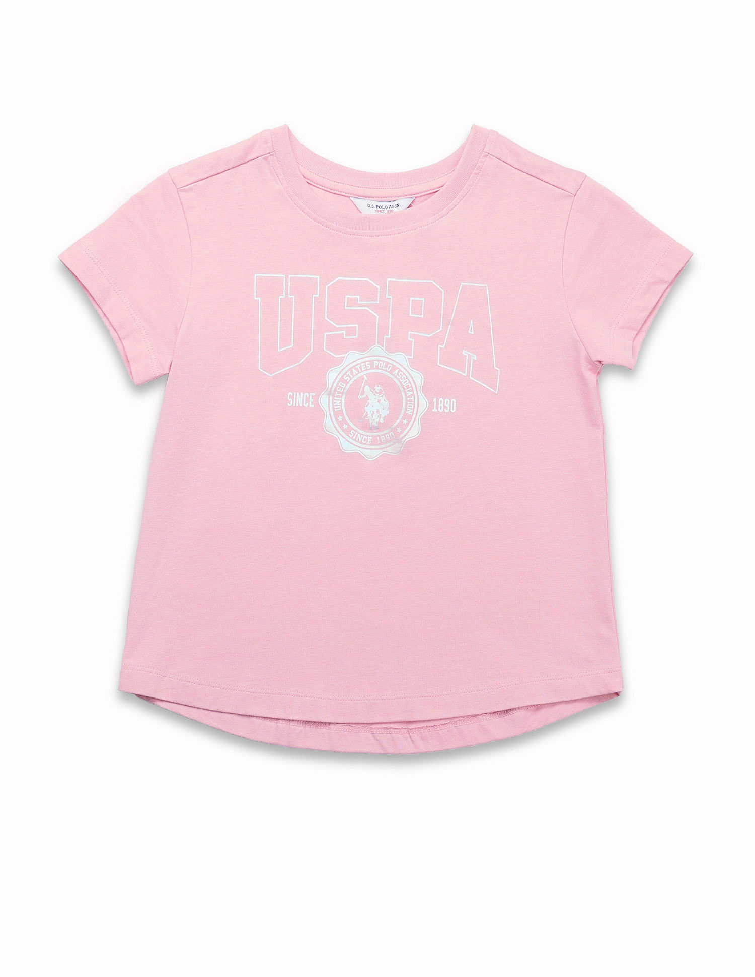 U.S. Polo Assn. Kids Girls Foil Print Relaxed Fit T-Shirt