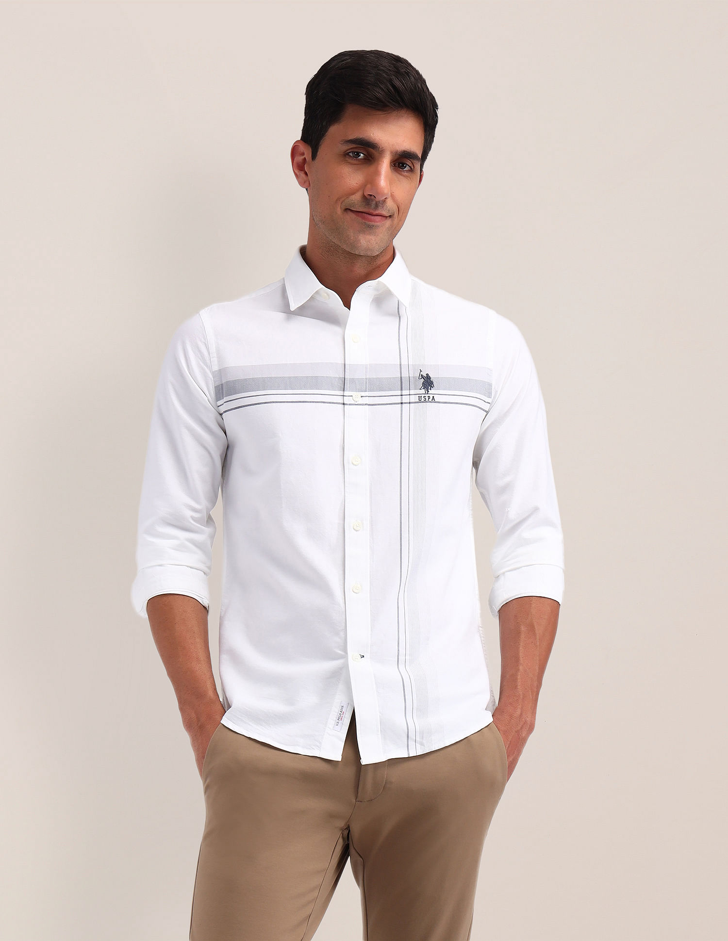 U.S. Polo Assn. Horizontal Striped Oxford Shirt