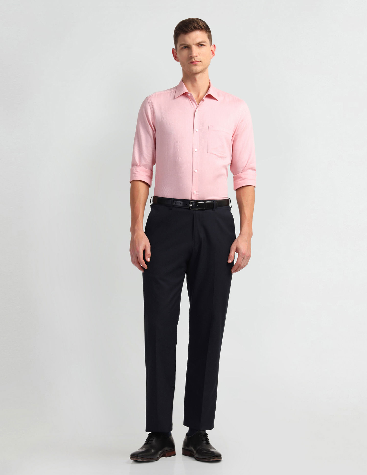 Arrow Patterned Dobby Cotton Shirt