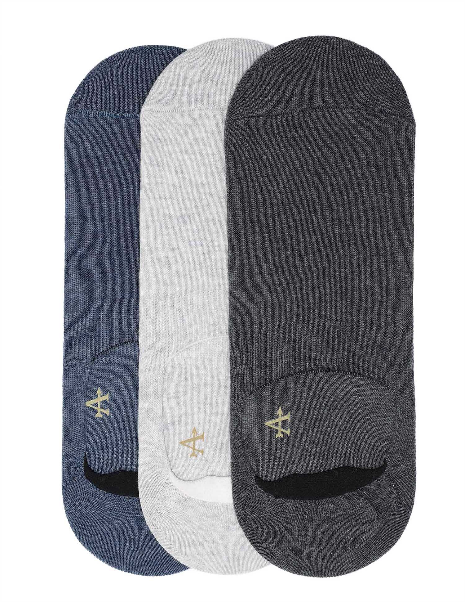 Arrow Solid No Show Cotton Socks - Pack Of 3