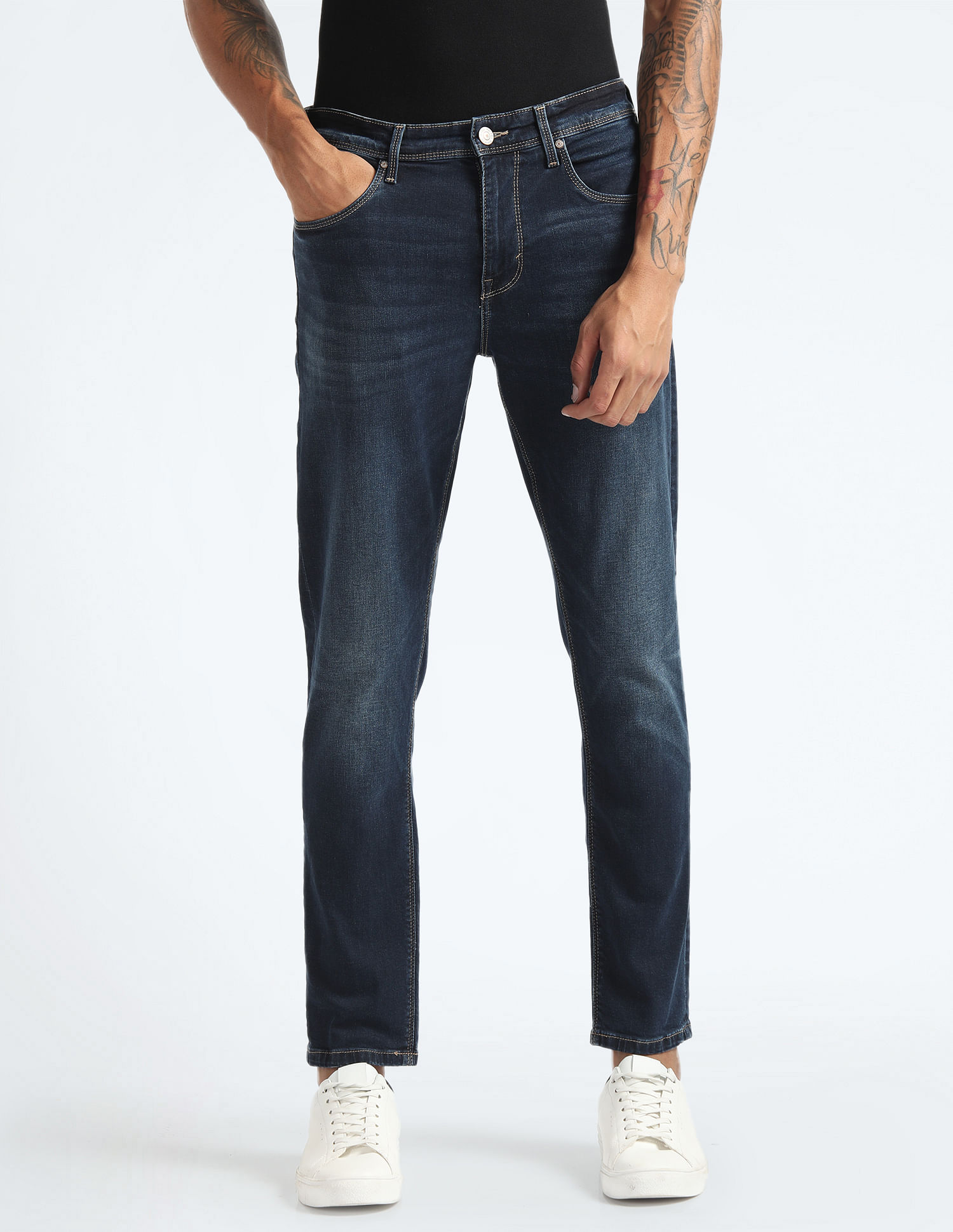 Flying Machine Slash Slim Tapered Fit Stone Wash Jeans