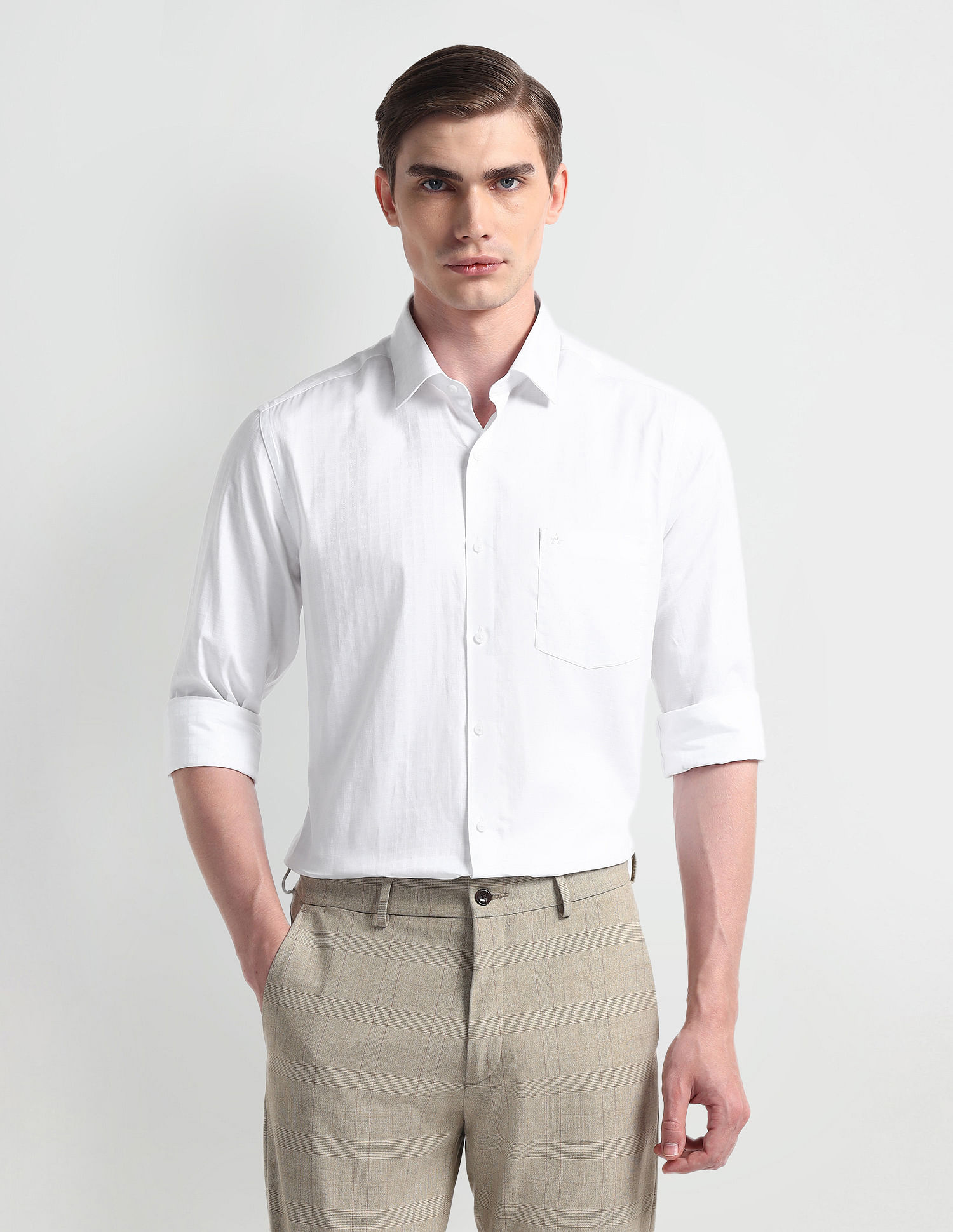 Arrow Manhattan Slim Self-design Dobby Shirt