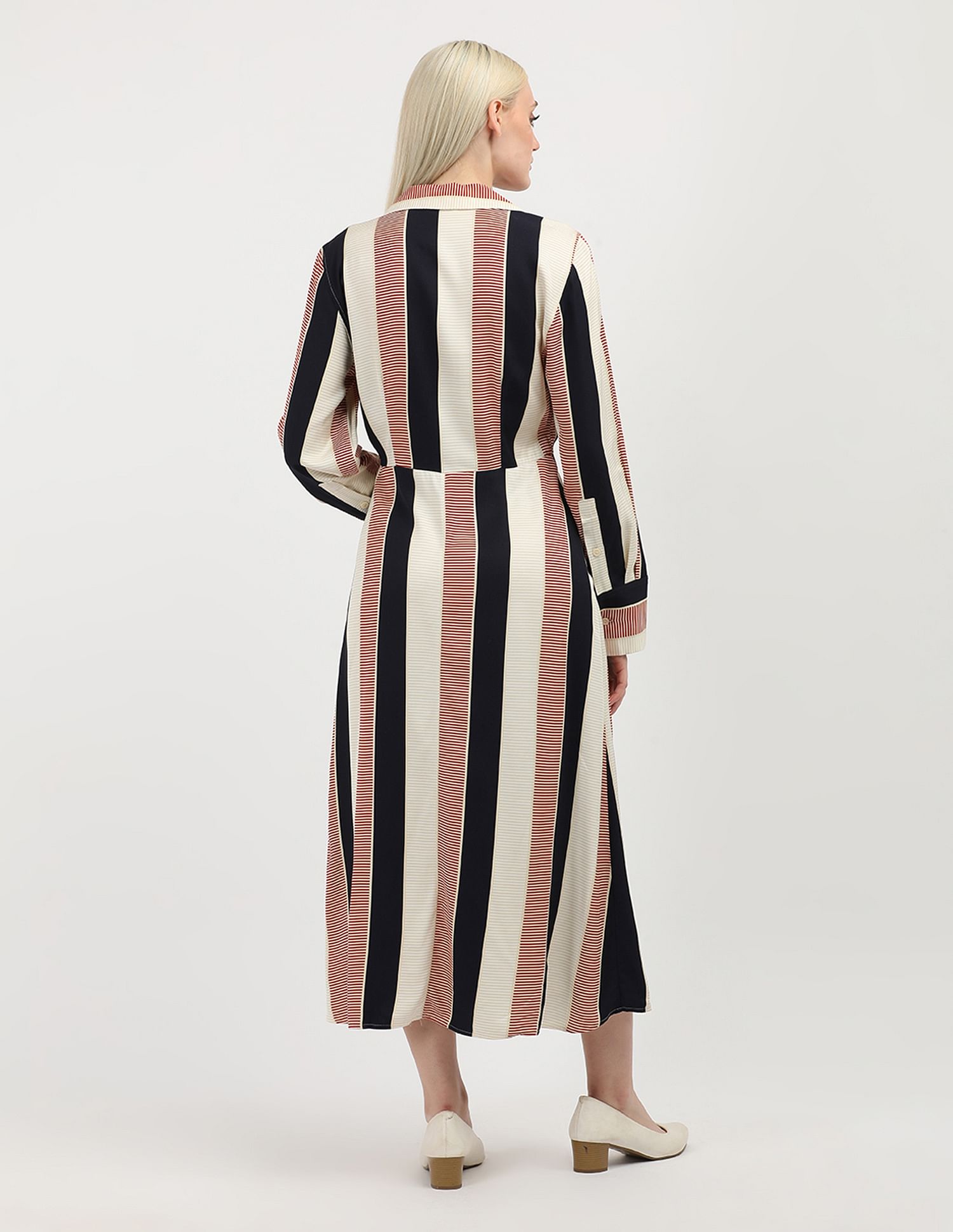 Tommy Hilfiger Global Striped Draped Midi Dress