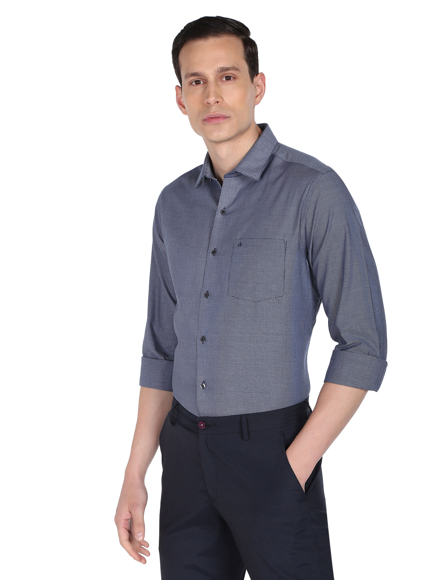 Arrow Patterned Weave Manhattan Slim Fit Shirt